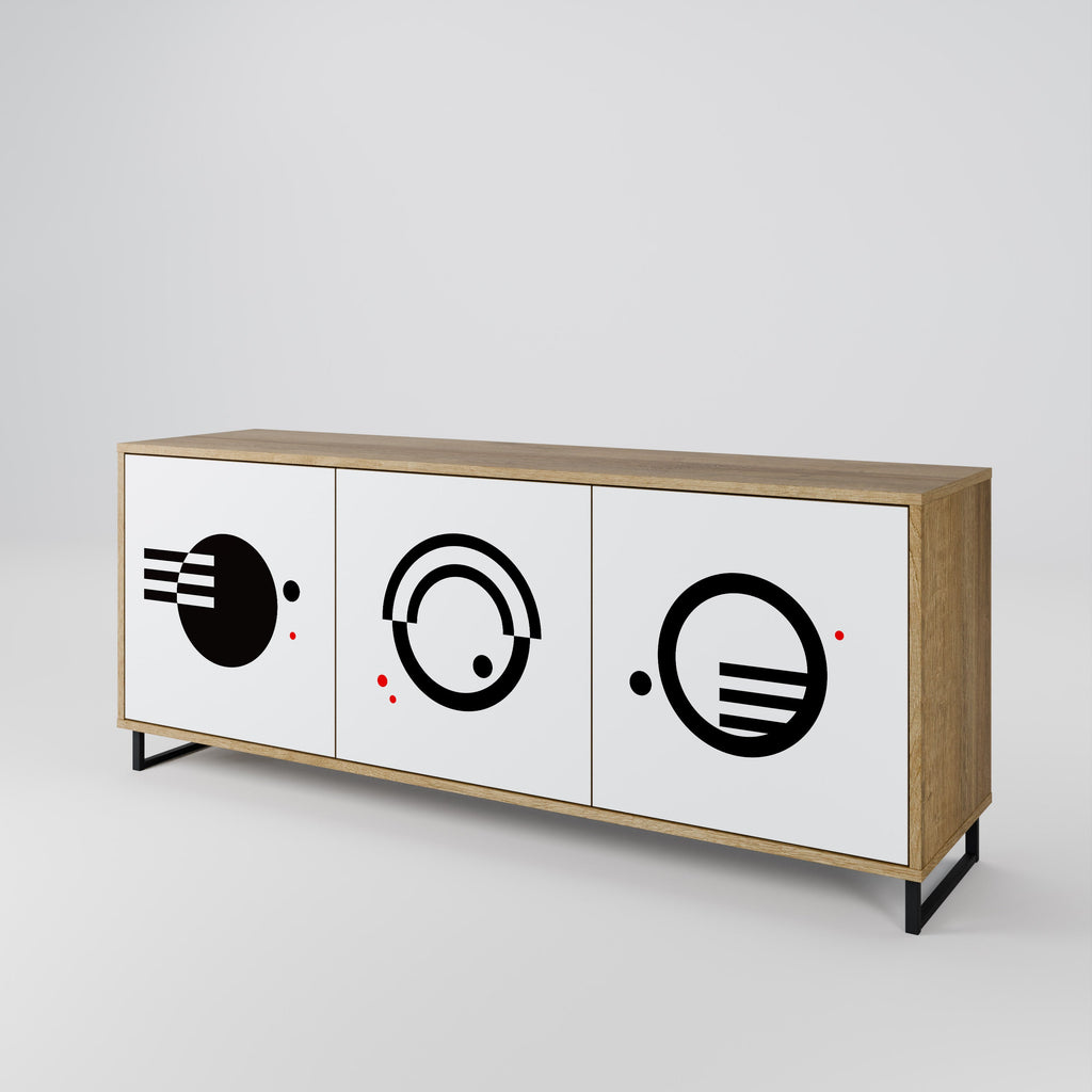 SCHWARZ-WEISS-KOMBINATION 3-türiges Sideboard in Eichenoptik