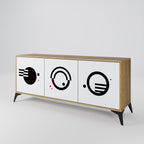 BLACK AND WHITE COMBINATION Sideboard mit 3 Türen in Eiche-Optik