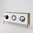 BLACK AND WHITE COMBINATION Sideboard mit 3 Türen in Eiche-Optik