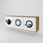 BLACK AND WHITE COMBINATION Sideboard mit 3 Türen in Eiche-Optik