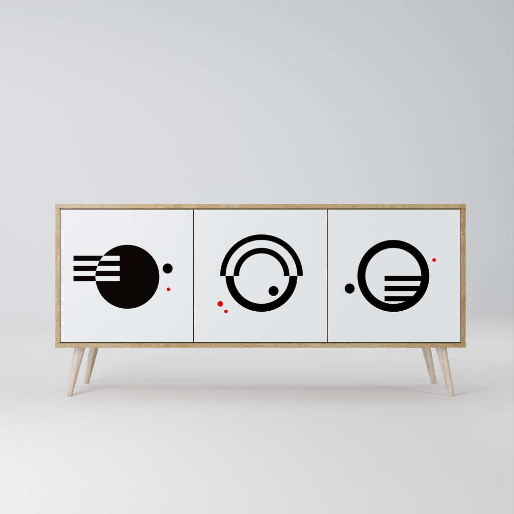 SCHWARZ-WEISS-KOMBINATION 3-türiges Sideboard in Eichenoptik