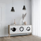 BLACK AND WHITE COMBINATION Sideboard mit 3 Türen in Eiche-Optik