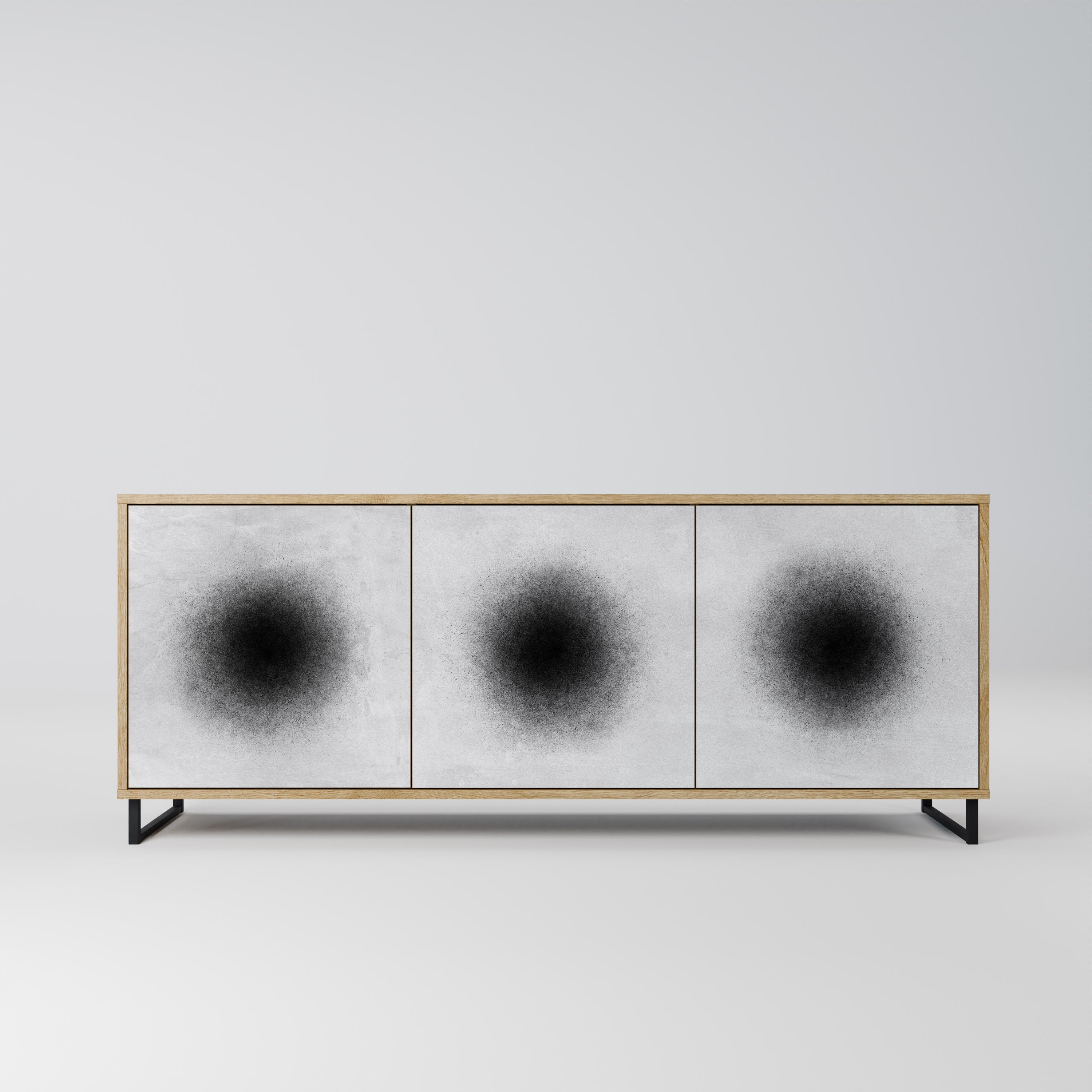 BLACK HOLE 3-türiges Sideboard in Eichenoptik