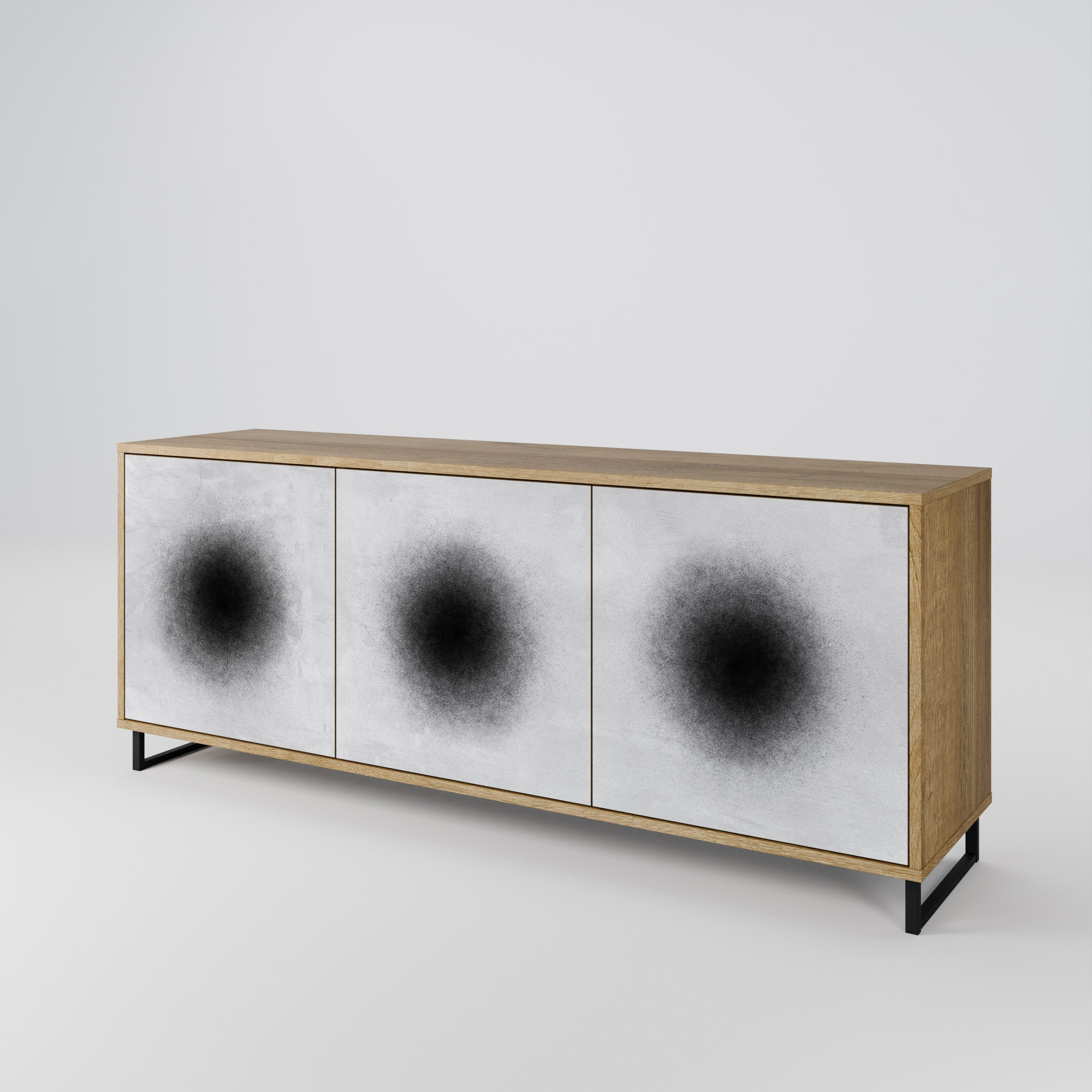 BLACK HOLE 3-türiges Sideboard in Eichenoptik