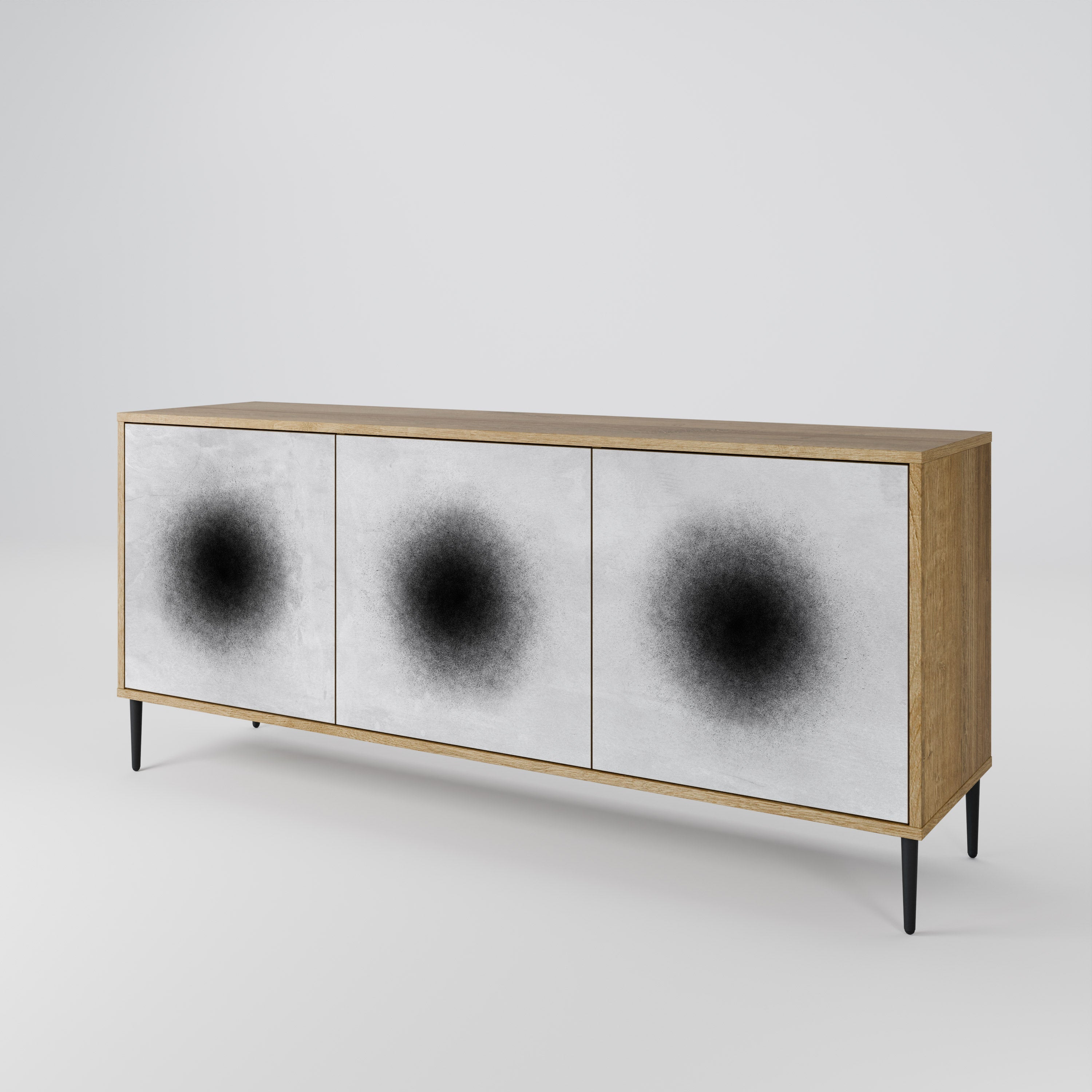 BLACK HOLE 3-türiges Sideboard in Eichenoptik
