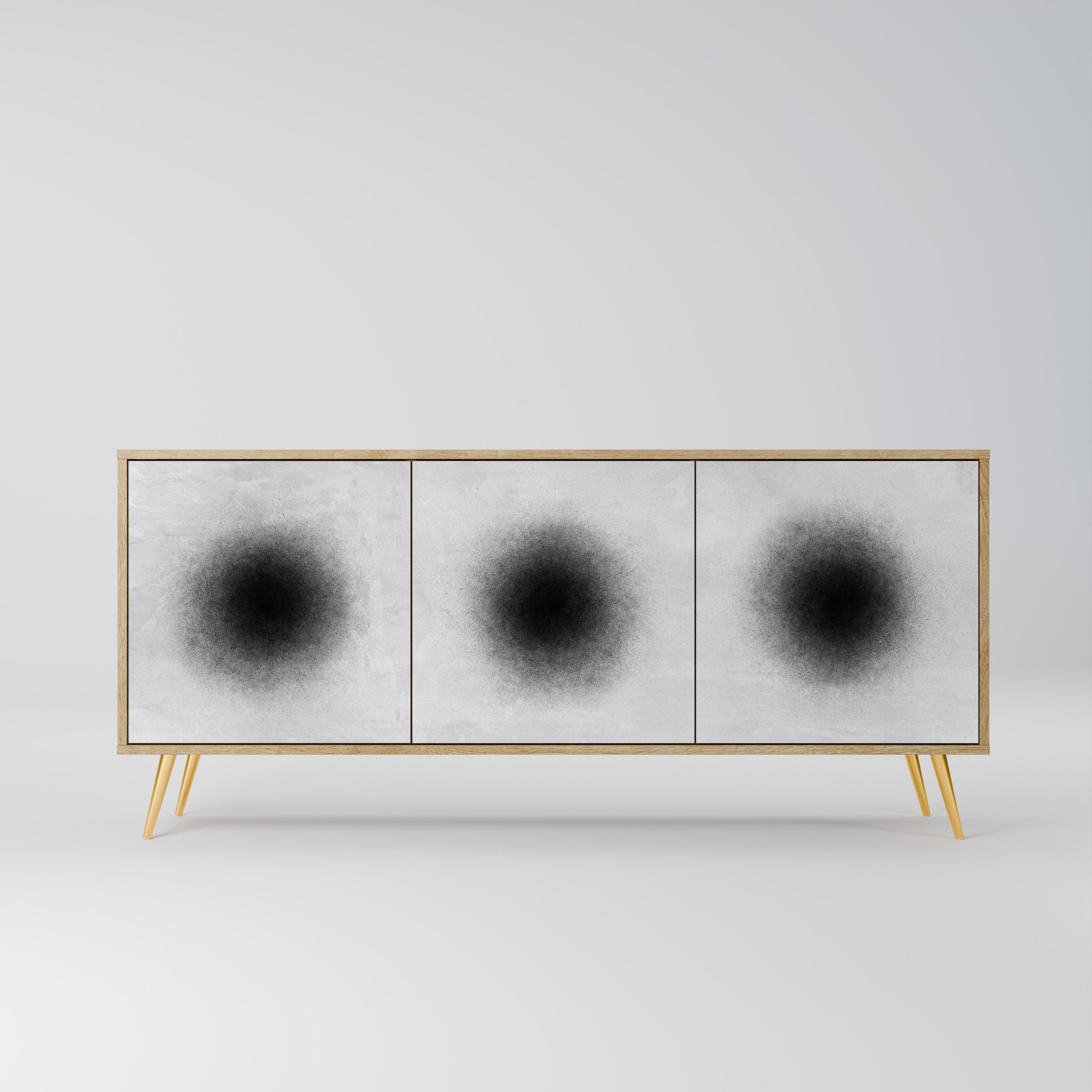 BLACK HOLE 3-türiges Sideboard in Eichenoptik