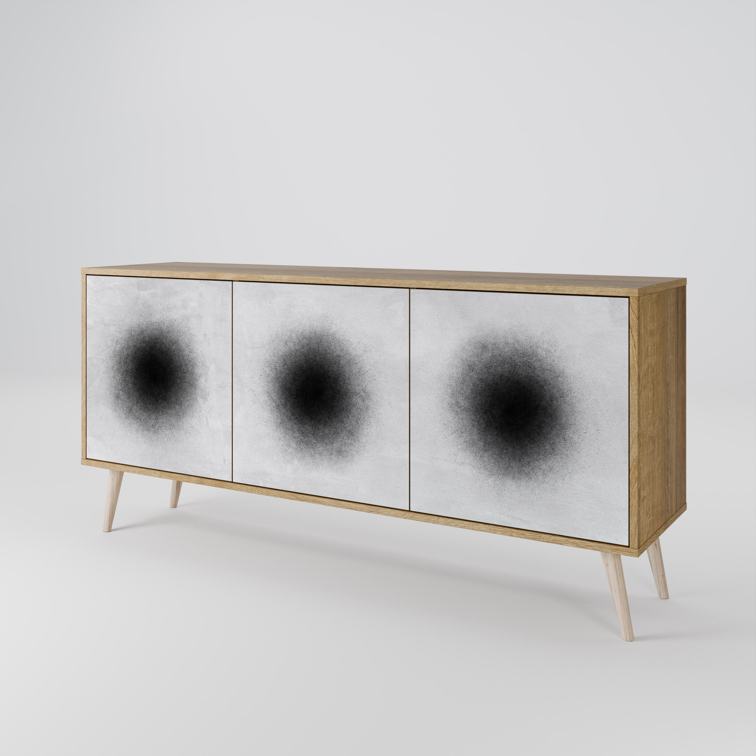 BLACK HOLE 3-türiges Sideboard in Eichenoptik