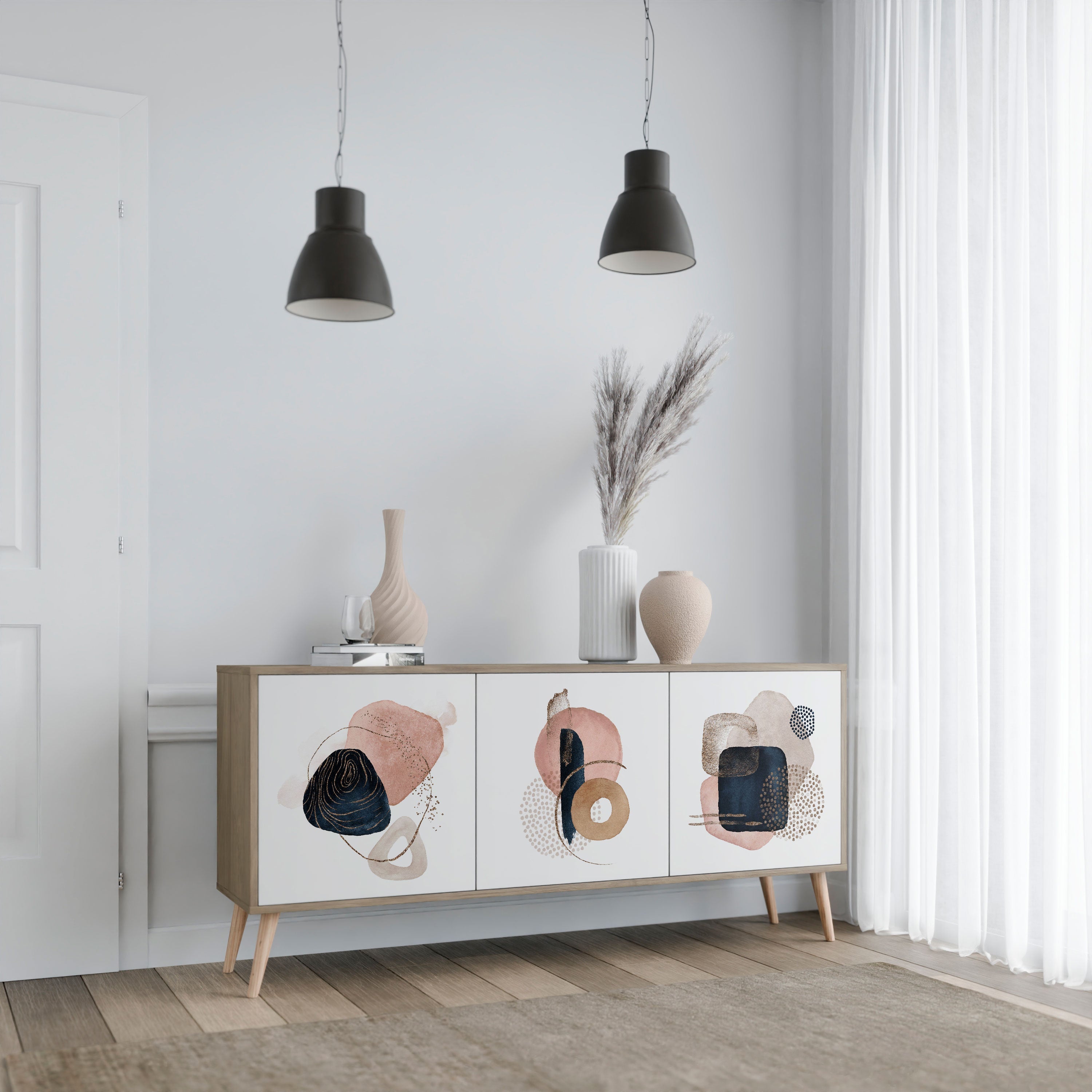 COLORFUL SHAPES 3-türiges Sideboard in Eichenoptik