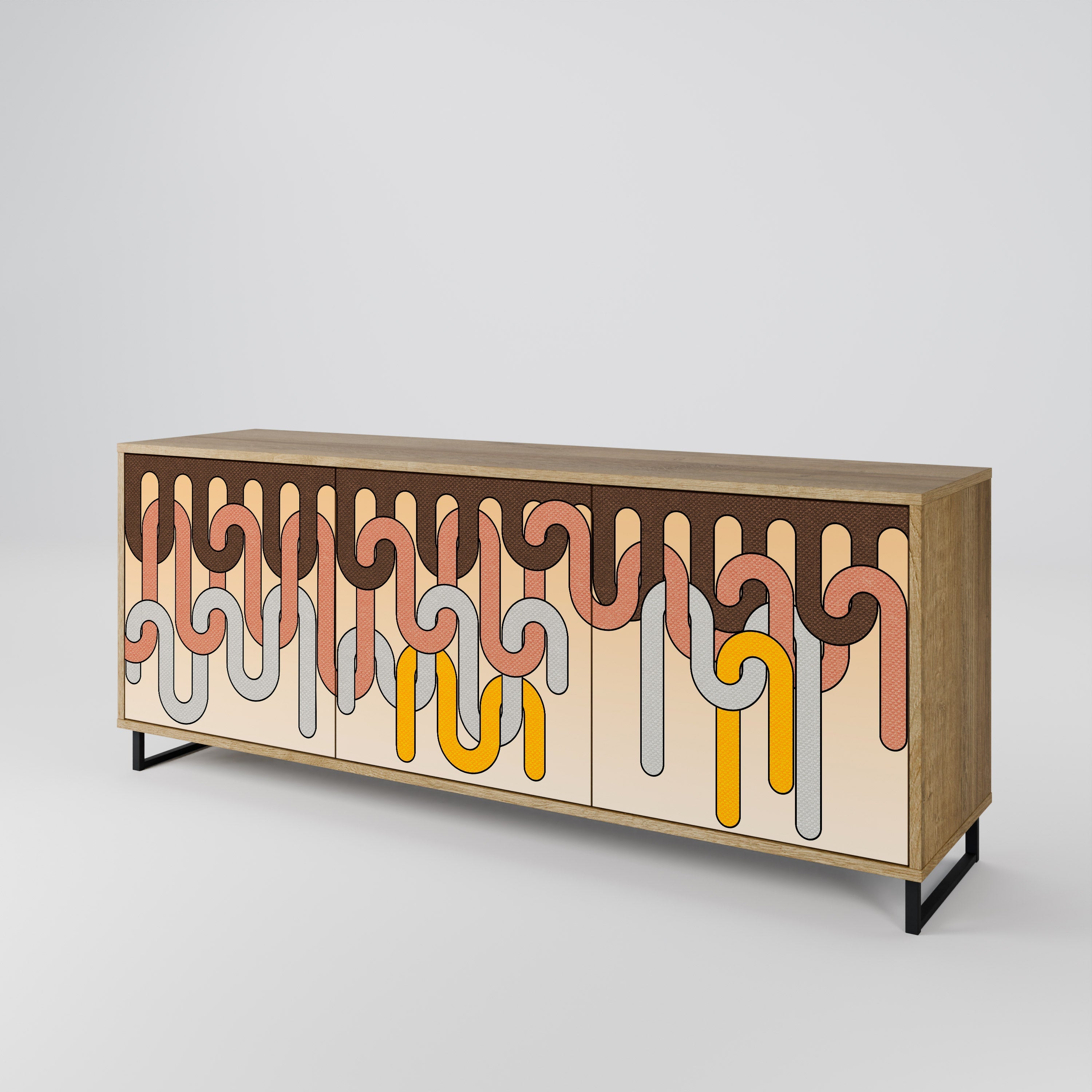 COLORFUL STRINGS 3-türiges Sideboard in Eichenoptik
