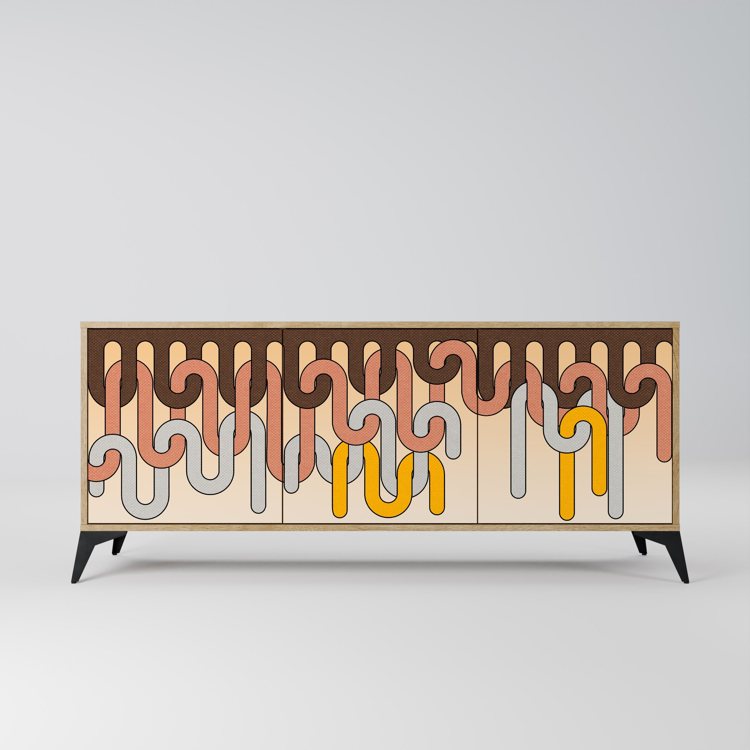 COLORFUL STRINGS 3-türiges Sideboard in Eichenoptik