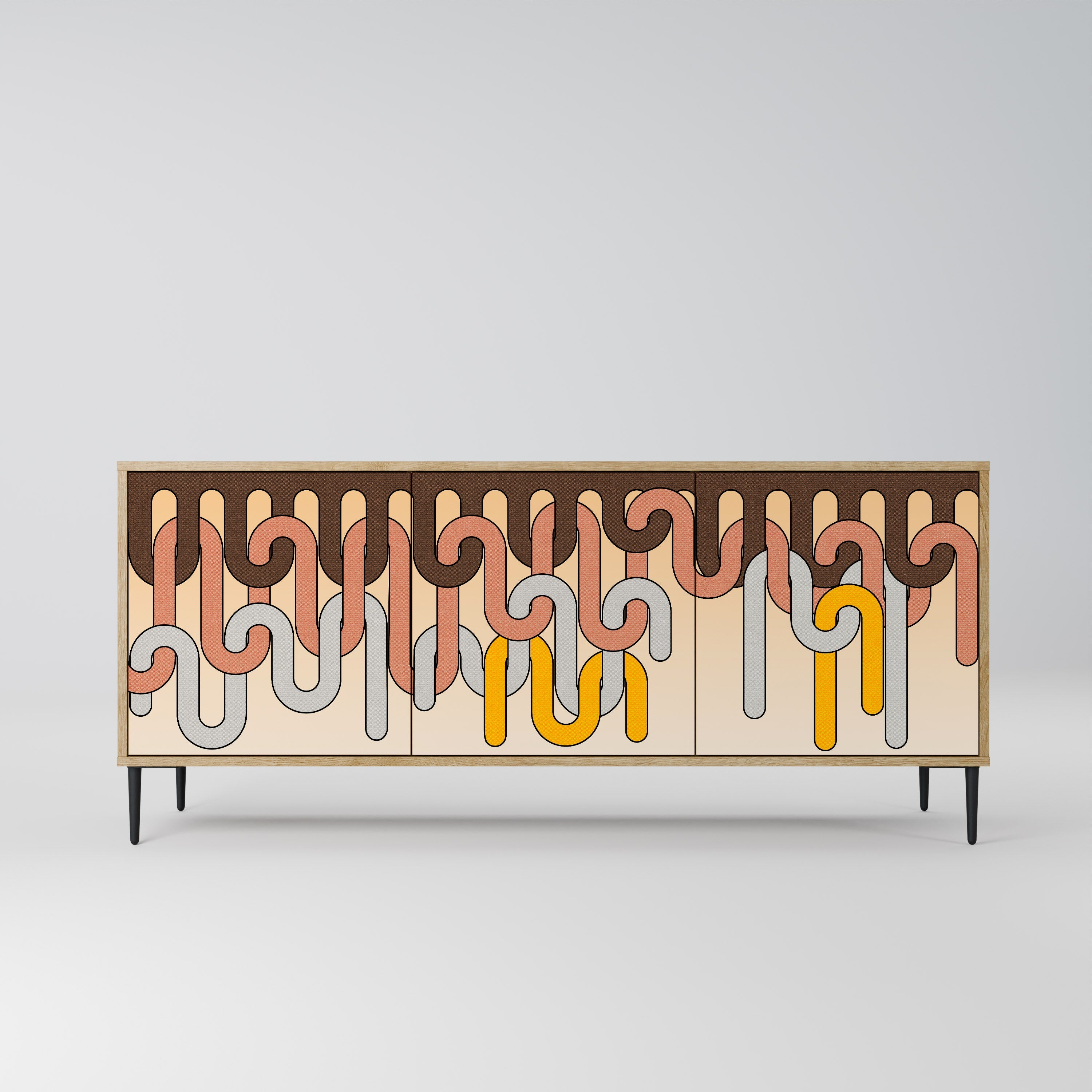 COLORFUL STRINGS 3-türiges Sideboard in Eichenoptik