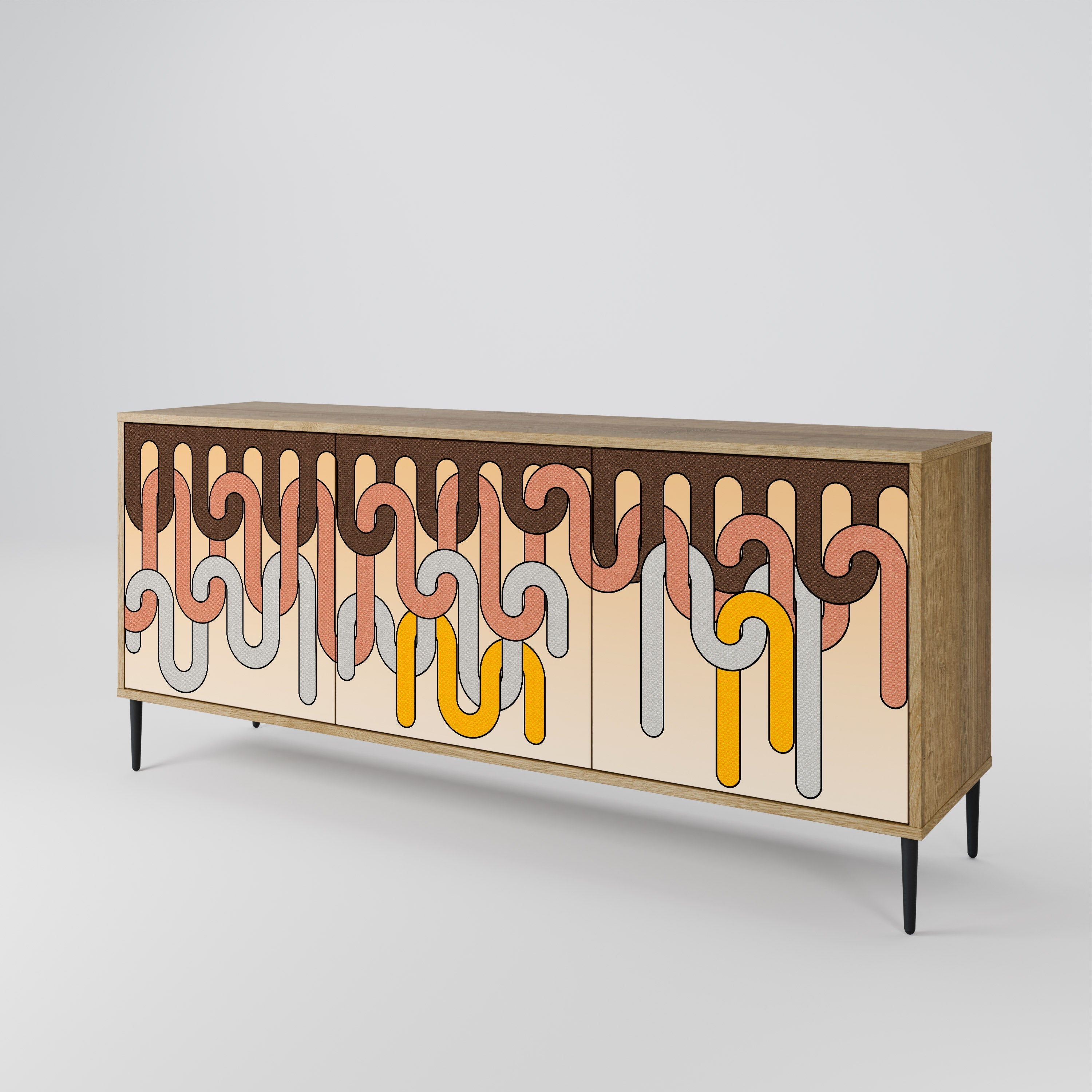 COLORFUL STRINGS 3-türiges Sideboard in Eichenoptik