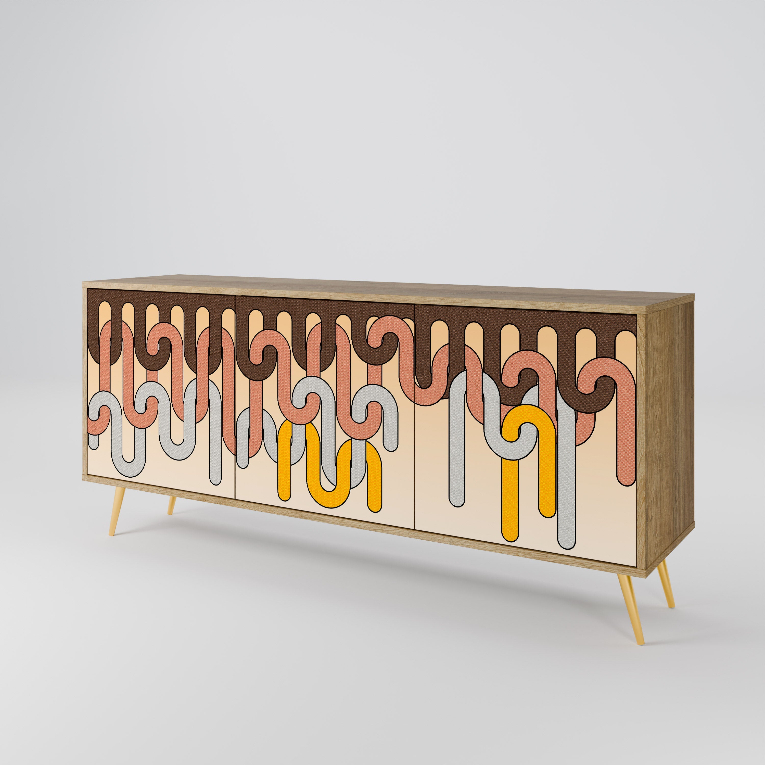 COLORFUL STRINGS 3-türiges Sideboard in Eichenoptik