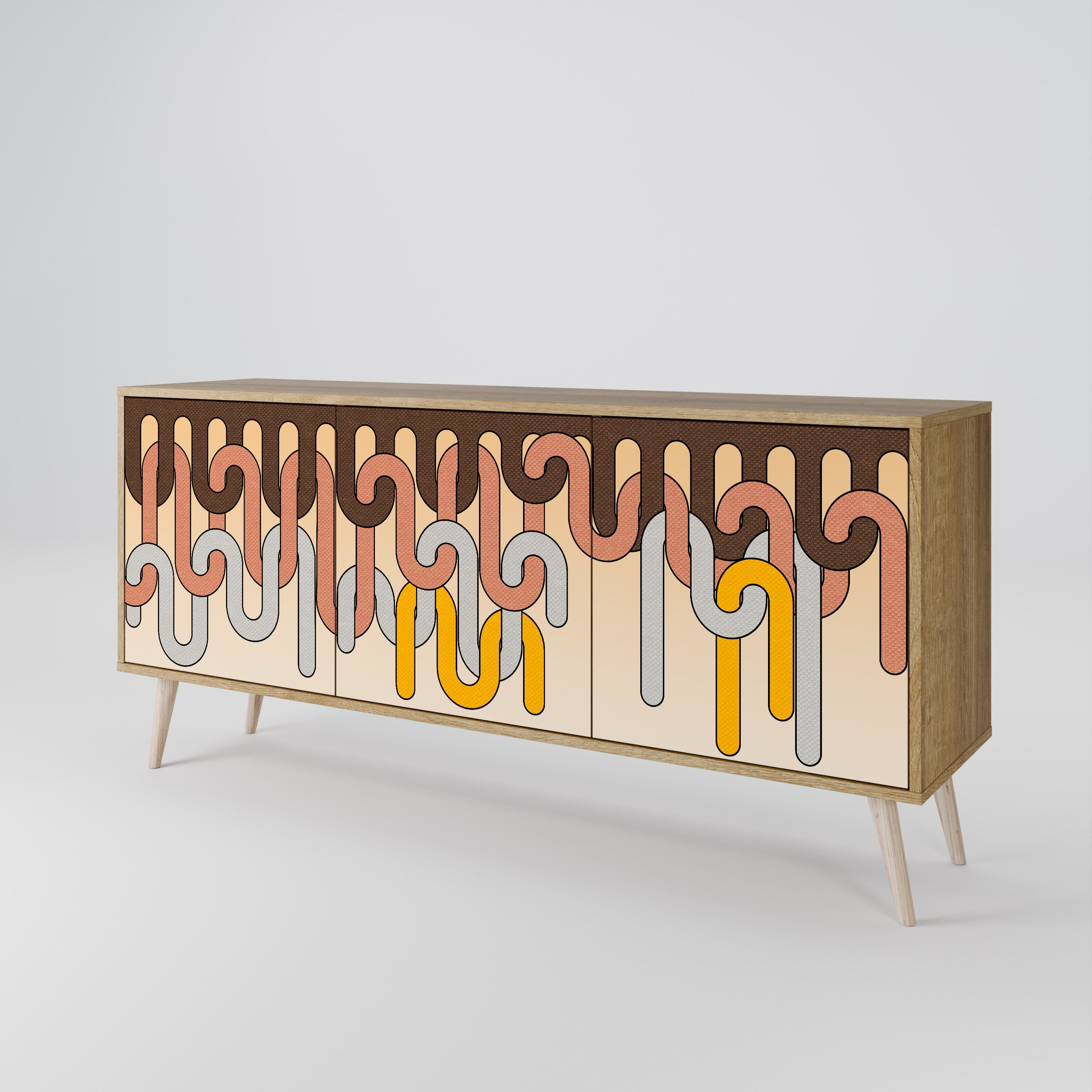 COLORFUL STRINGS 3-türiges Sideboard in Eichenoptik