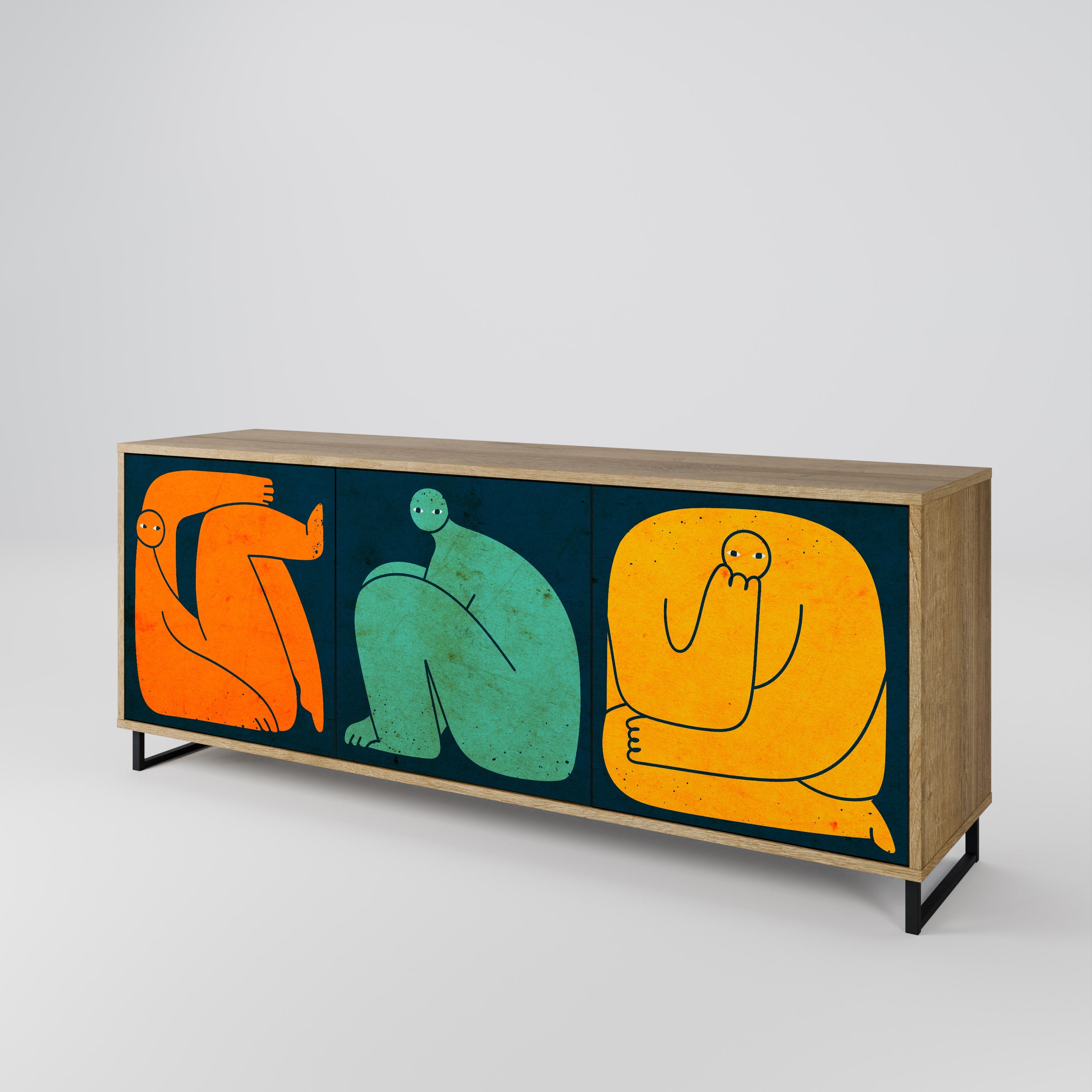 TOGETHER BUT SEPARATELY 3-türiges Sideboard in Eichenoptik