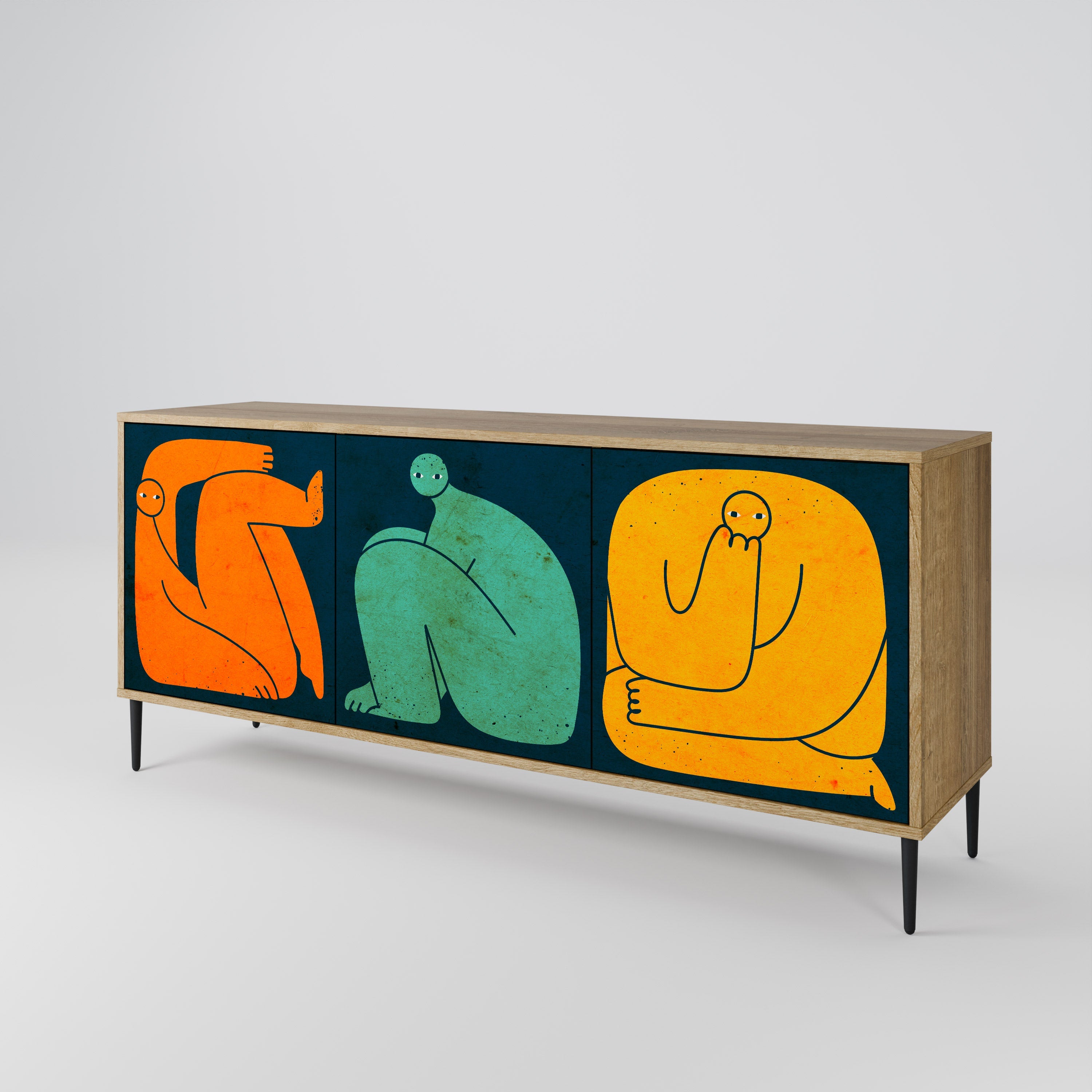 TOGETHER BUT SEPARATELY 3-türiges Sideboard in Eichenoptik