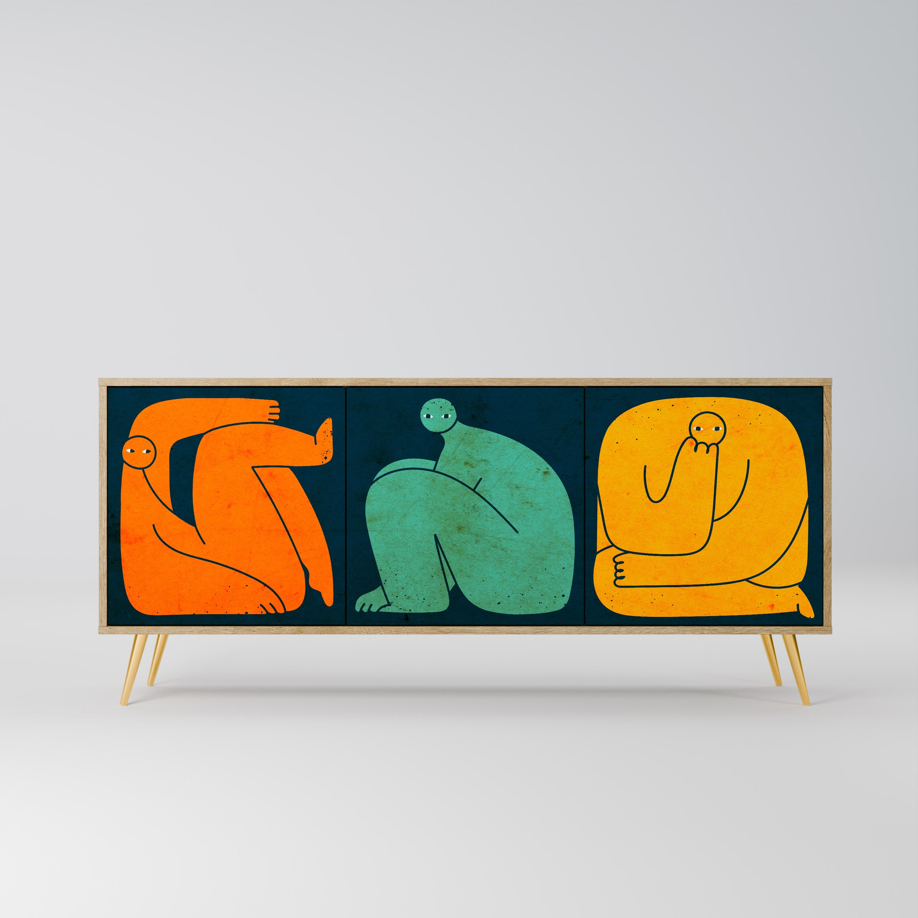 TOGETHER BUT SEPARATELY 3-türiges Sideboard in Eichenoptik