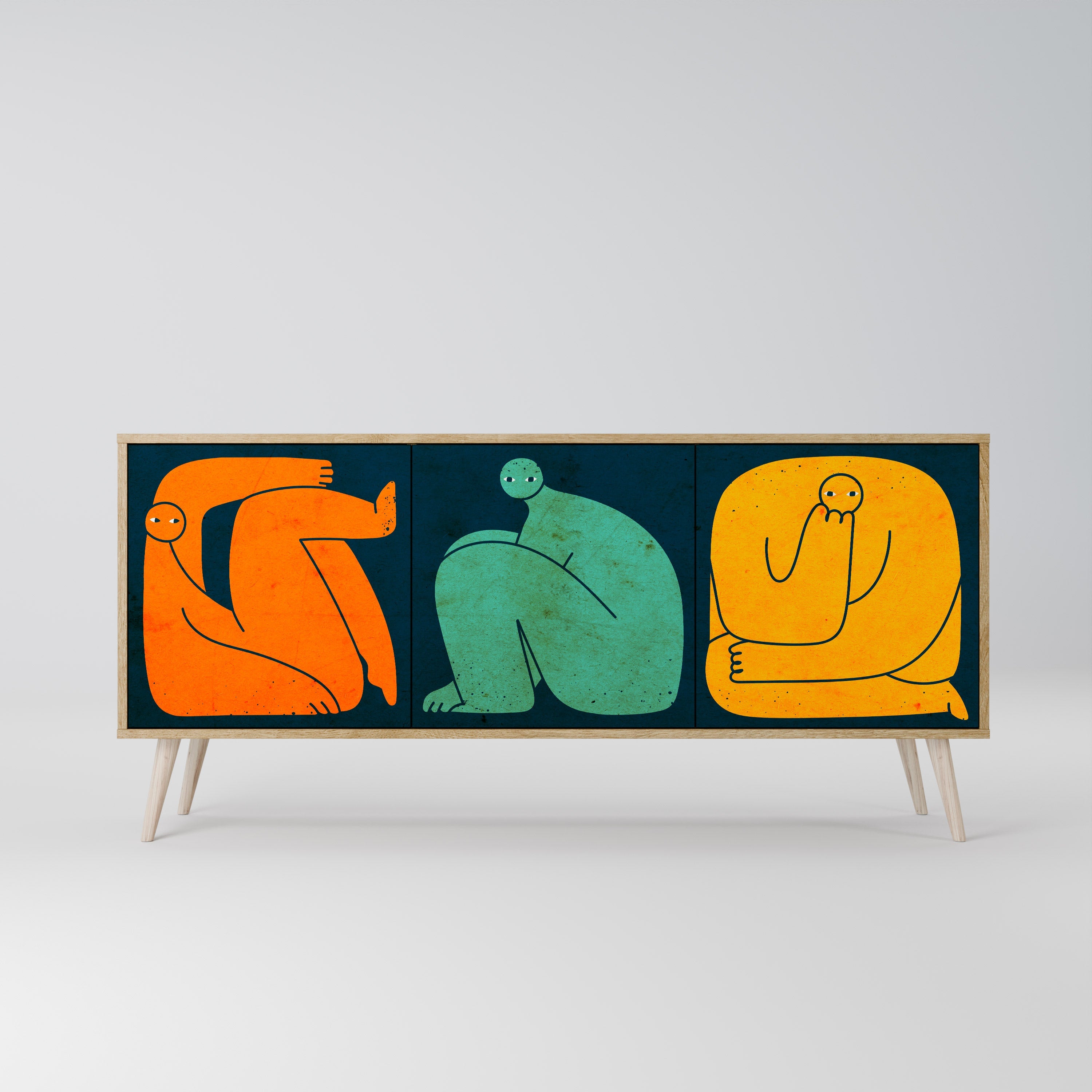 TOGETHER BUT SEPARATELY 3-türiges Sideboard in Eichenoptik