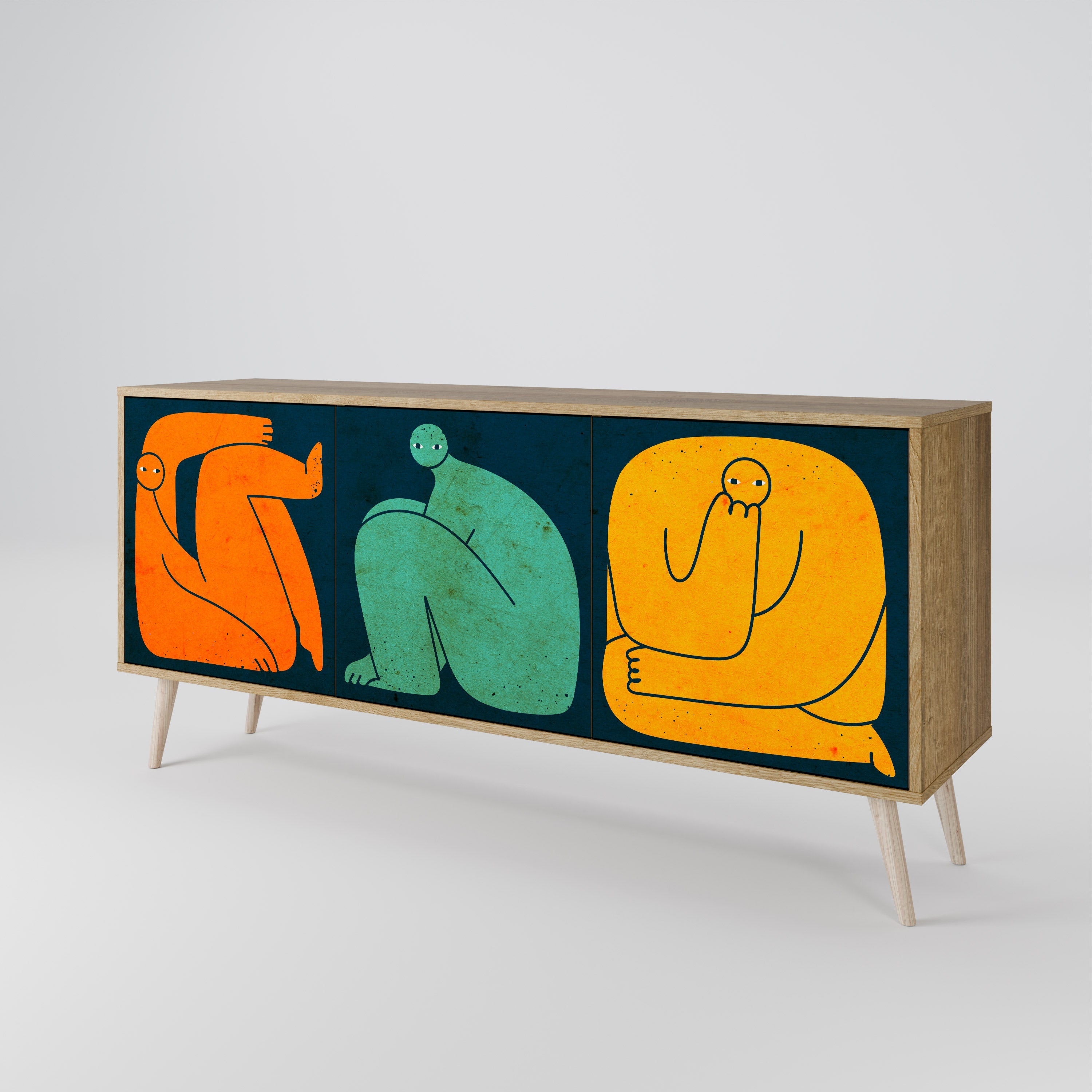 TOGETHER BUT SEPARATELY 3-türiges Sideboard in Eichenoptik
