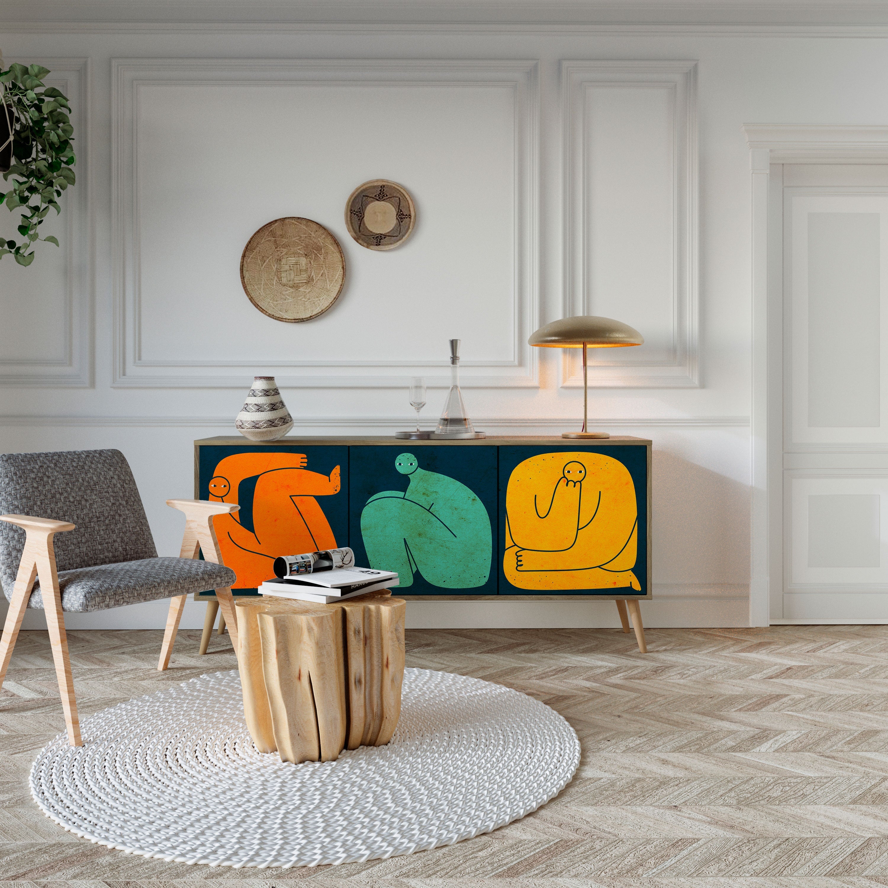 TOGETHER BUT SEPARATELY 3-türiges Sideboard in Eichenoptik