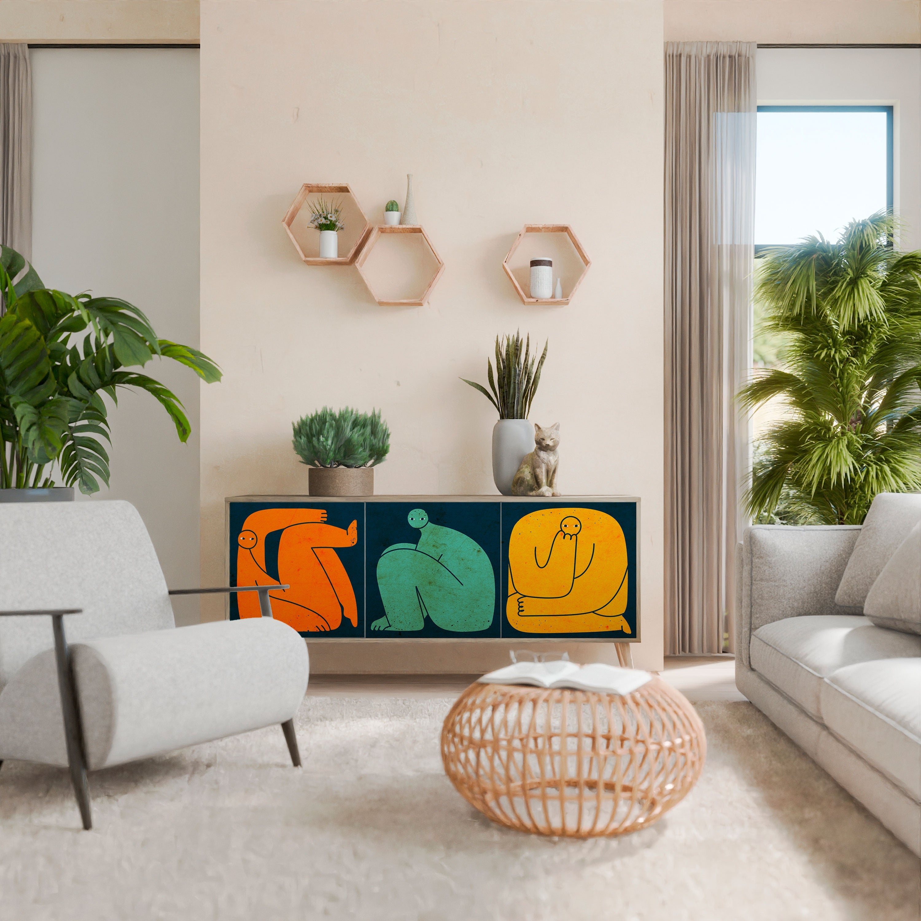 TOGETHER BUT SEPARATELY 3-türiges Sideboard in Eichenoptik