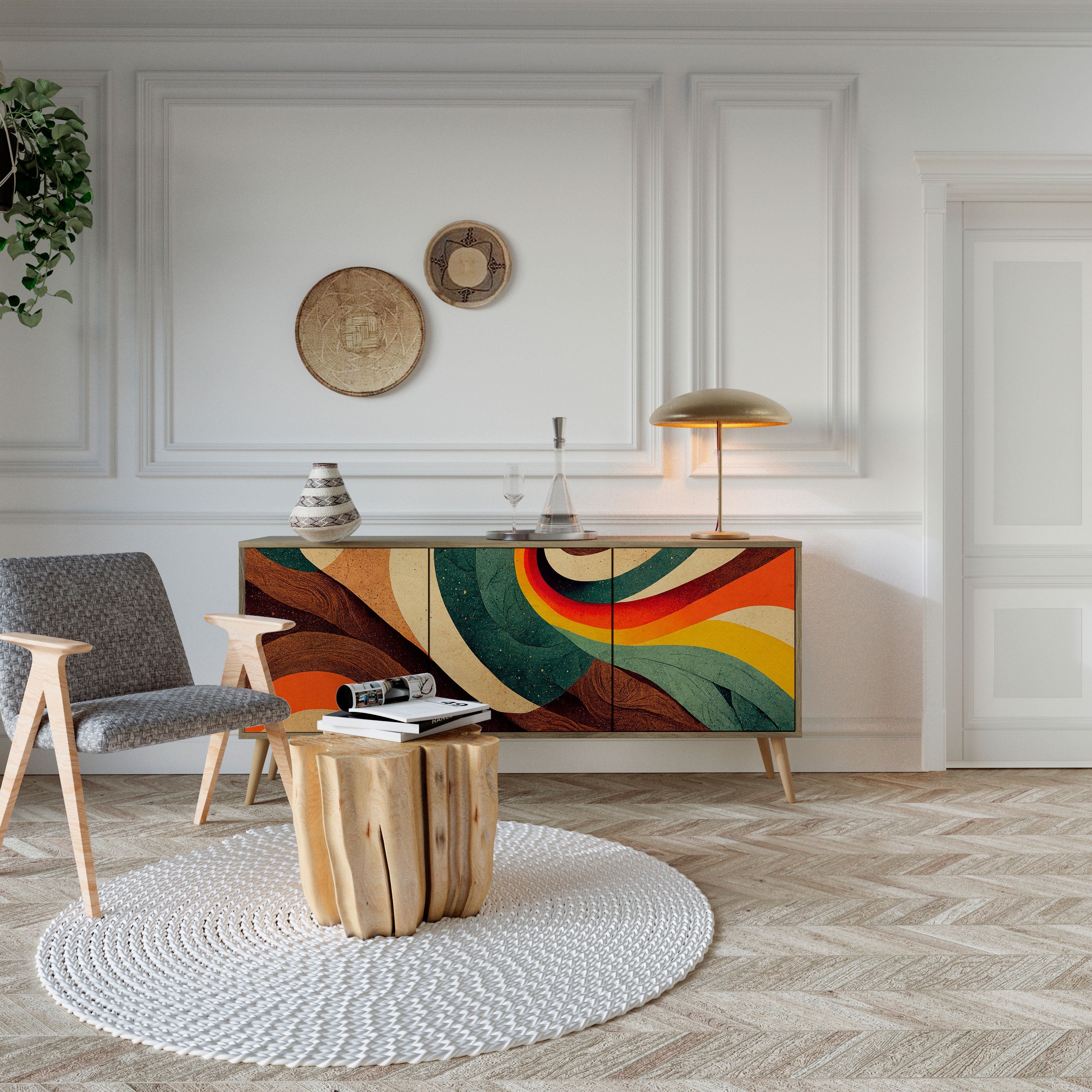 COLORFUL STRANDS 3-türiges Sideboard in Eichenoptik