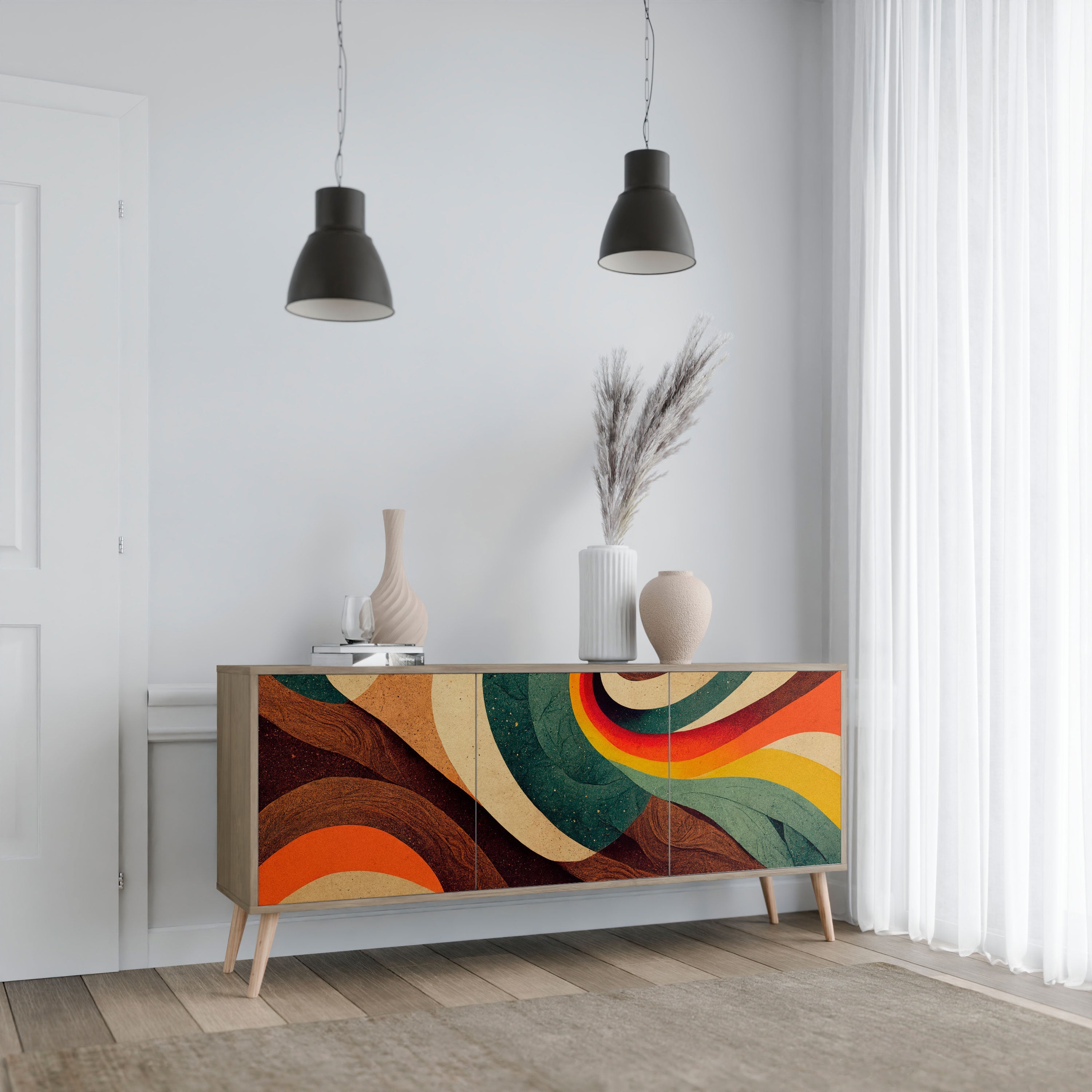 COLORFUL STRANDS 3-türiges Sideboard in Eichenoptik