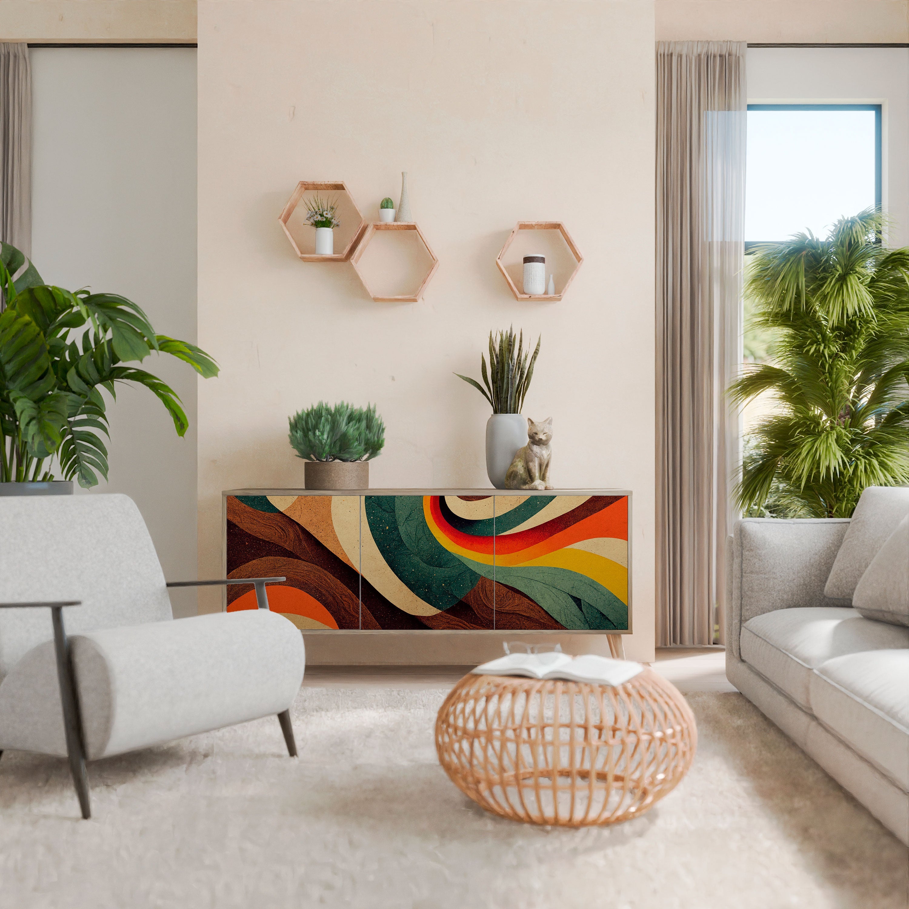 COLORFUL STRANDS 3-türiges Sideboard in Eichenoptik
