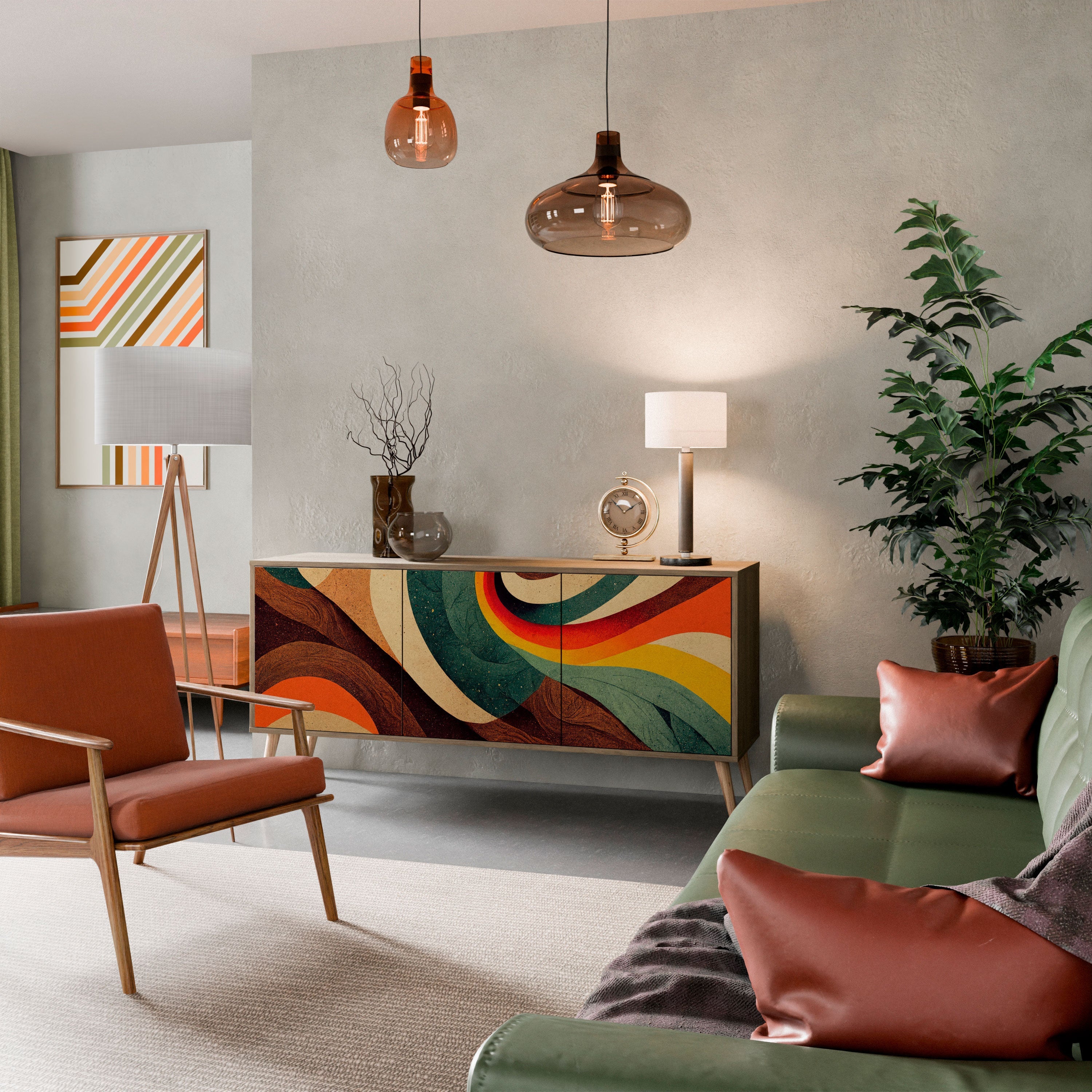 COLORFUL STRANDS 3-türiges Sideboard in Eichenoptik