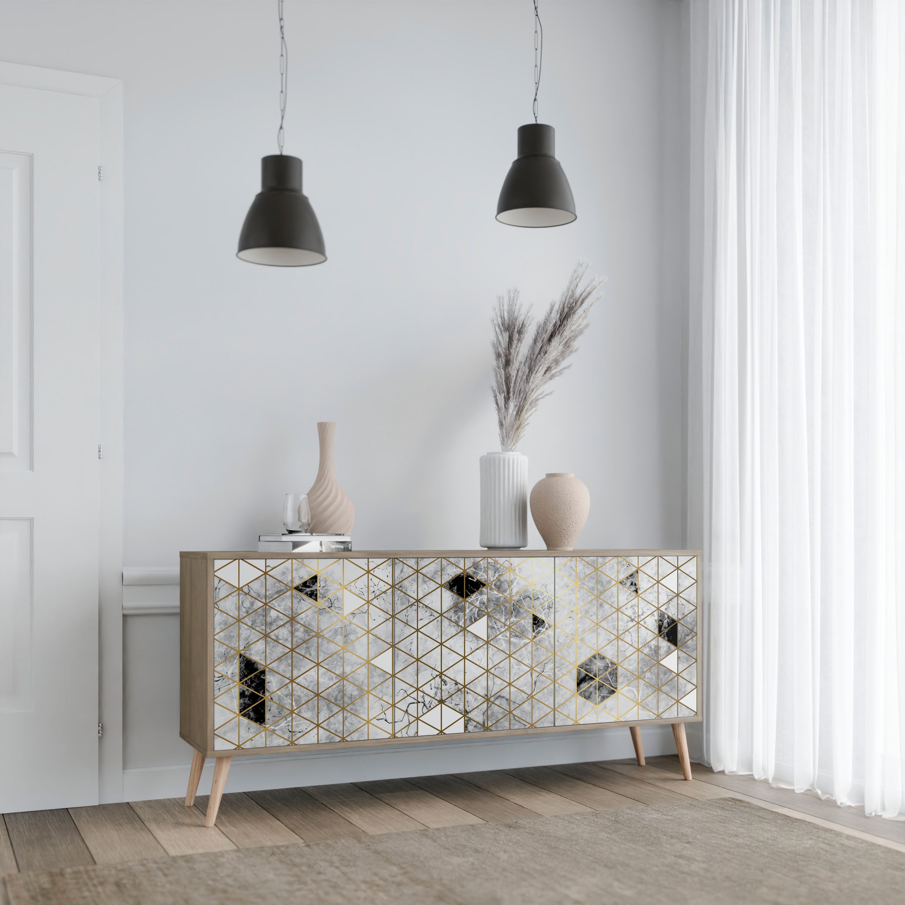 ASHEN ARIA 3-türiges Sideboard in Eichenoptik