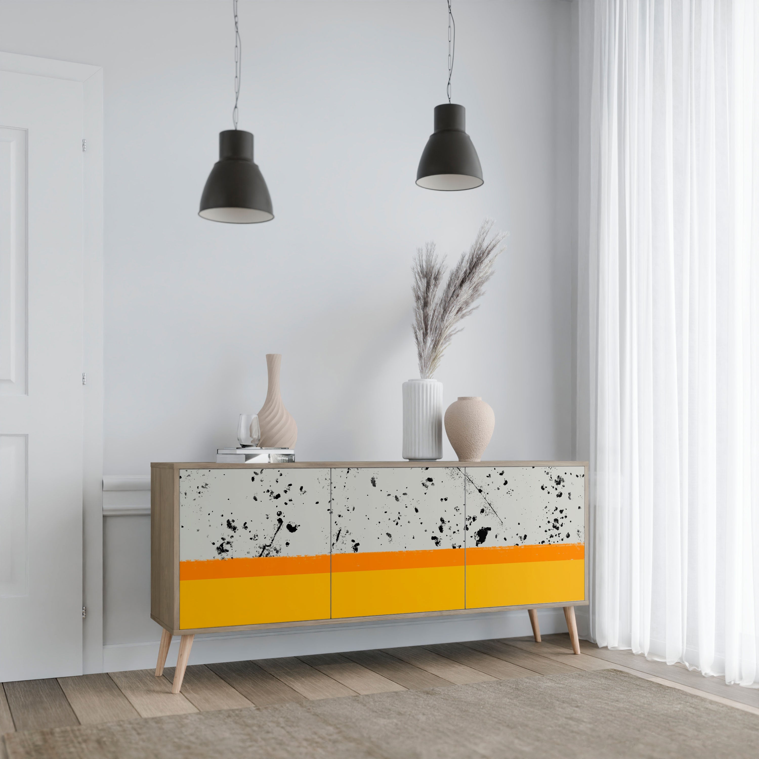 DYED BY ORANGE 3-türiges Sideboard in Eichenoptik