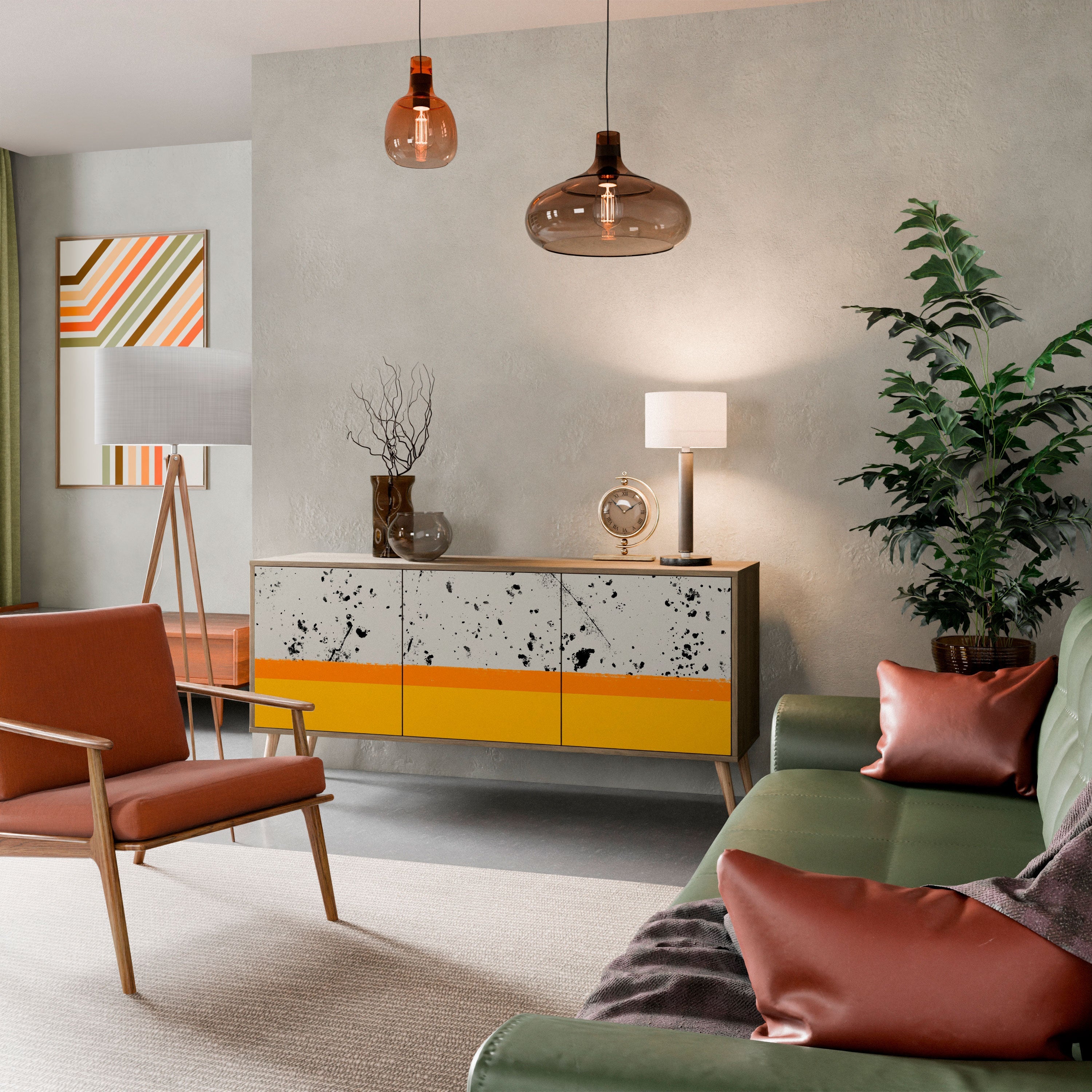 DYED BY ORANGE 3-türiges Sideboard in Eichenoptik