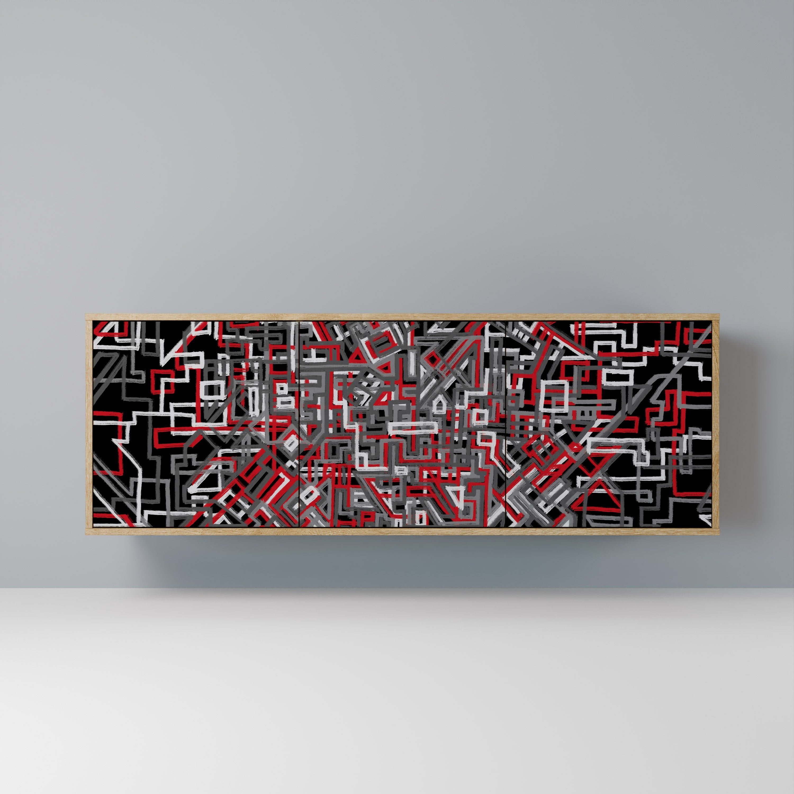 BROKEN LINES 3-türiges Sideboard in Eichenoptik