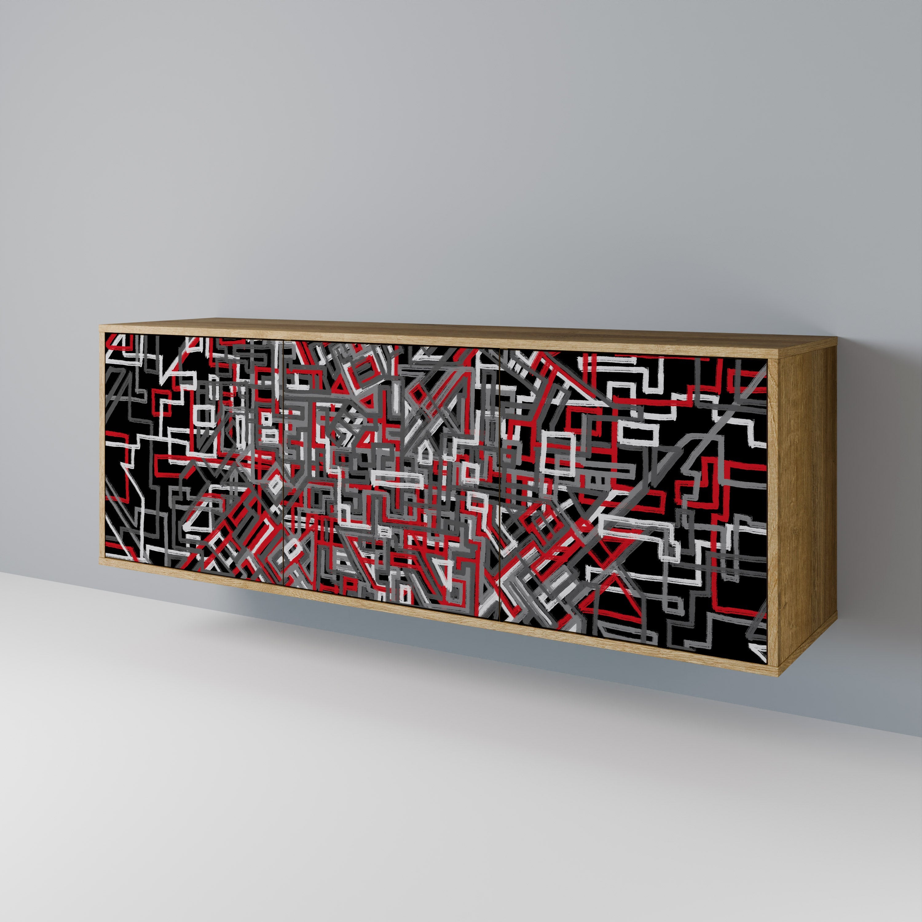 BROKEN LINES 3-türiges Sideboard in Eichenoptik