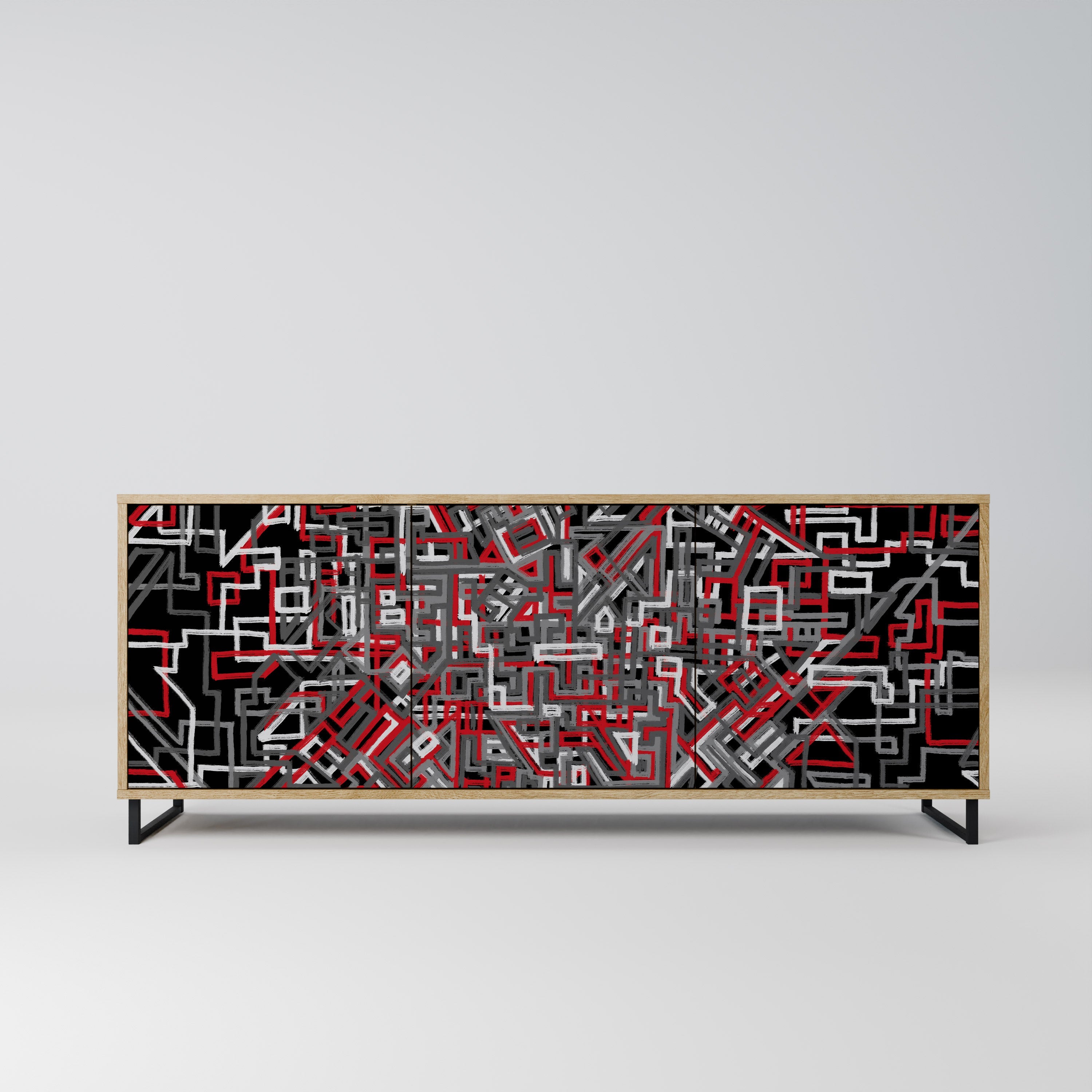 BROKEN LINES 3-türiges Sideboard in Eichenoptik