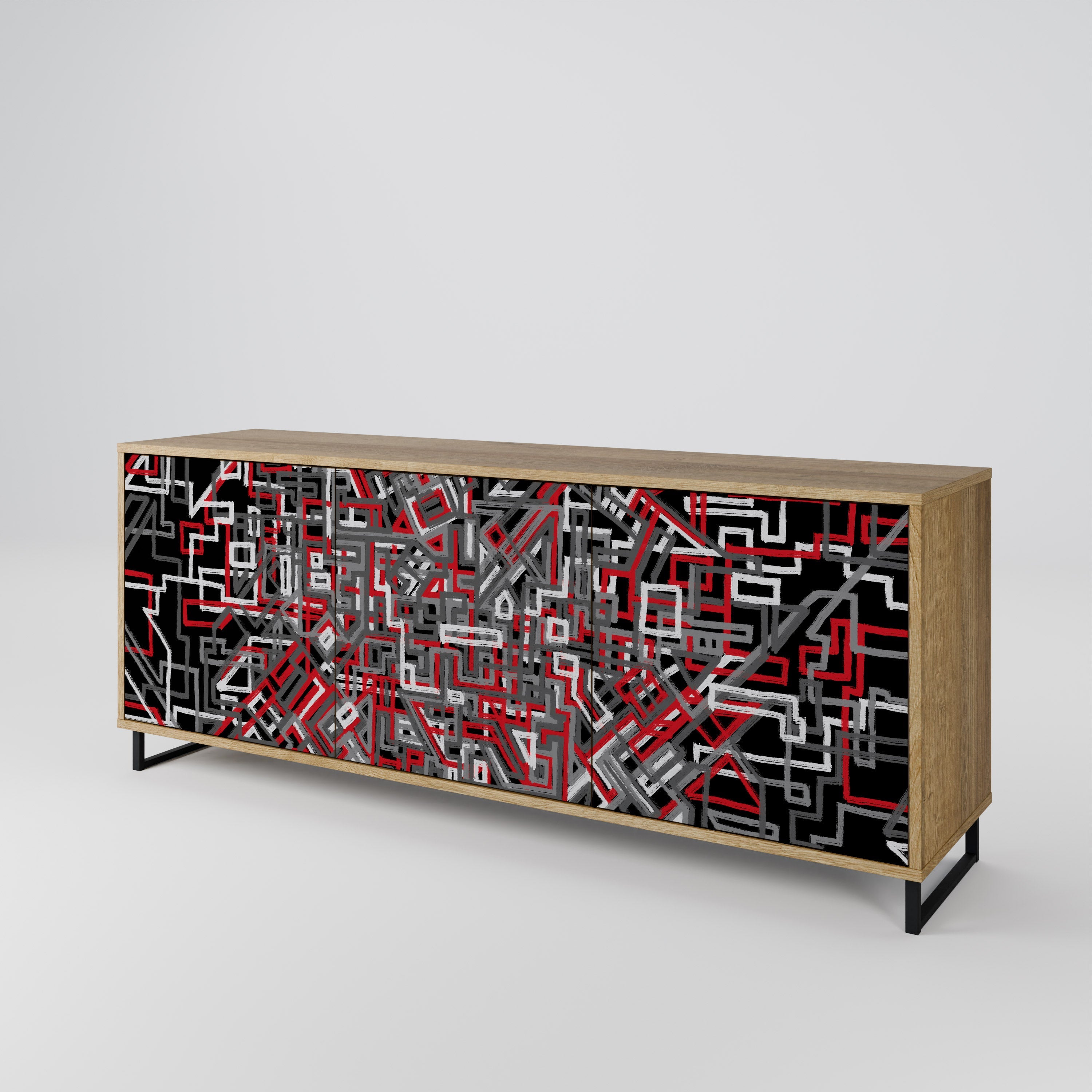 BROKEN LINES 3-türiges Sideboard in Eichenoptik