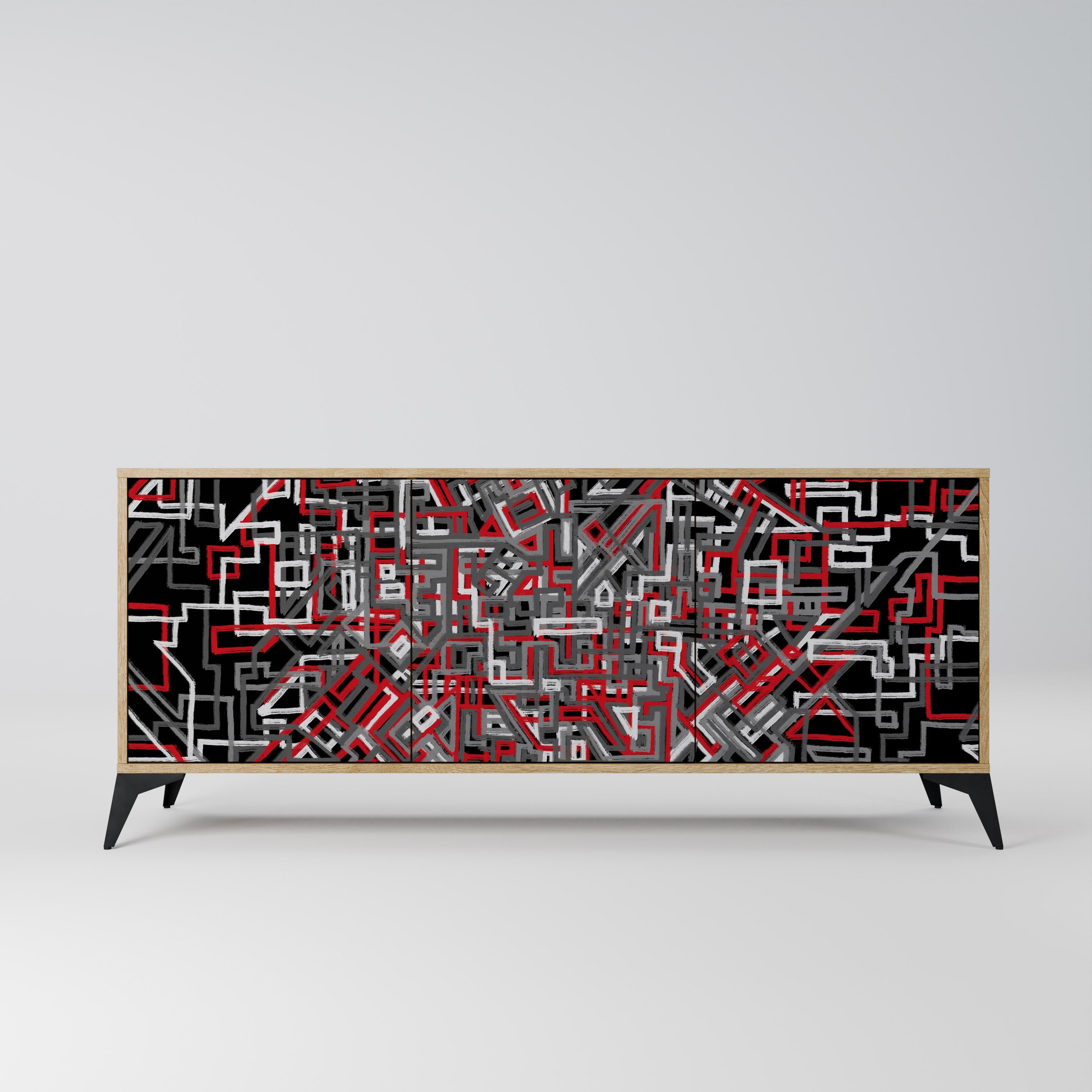 BROKEN LINES 3-türiges Sideboard in Eichenoptik