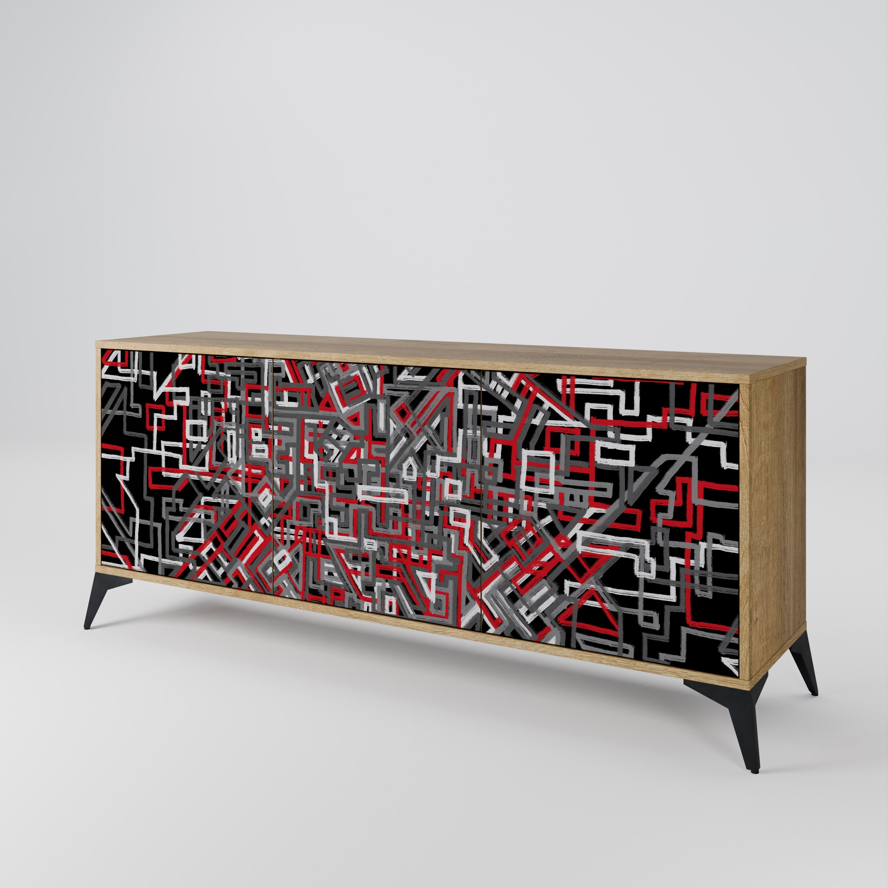 BROKEN LINES 3-türiges Sideboard in Eichenoptik