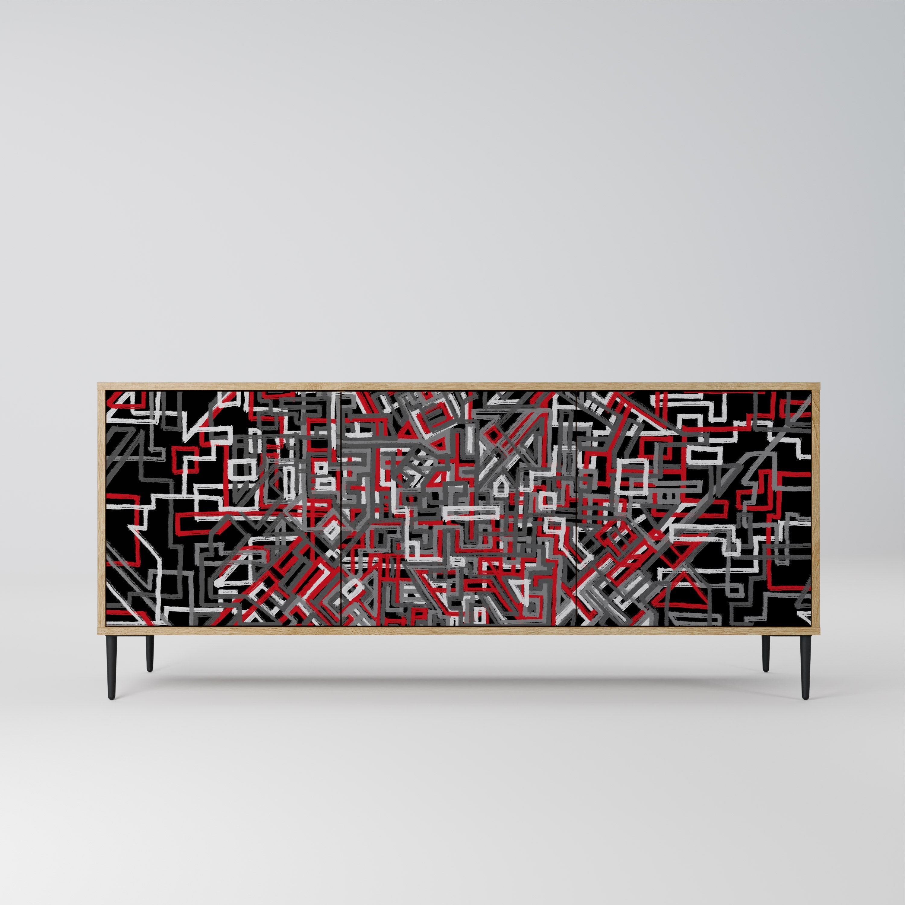 BROKEN LINES 3-türiges Sideboard in Eichenoptik