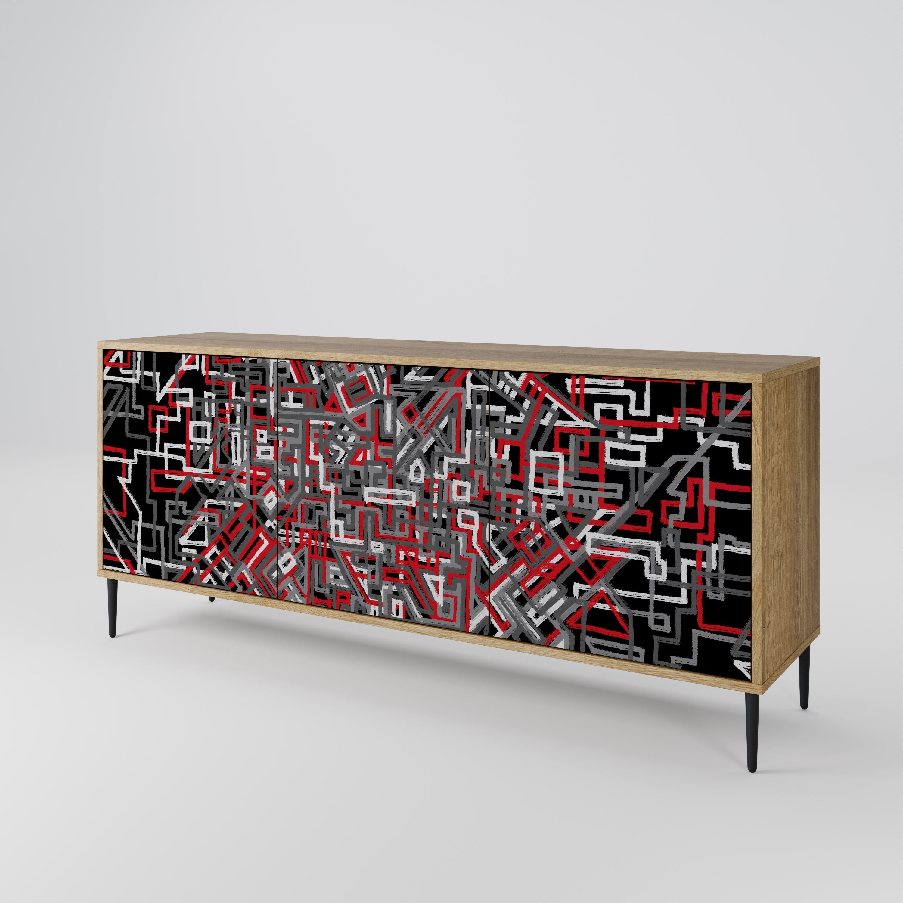 BROKEN LINES 3-türiges Sideboard in Eichenoptik