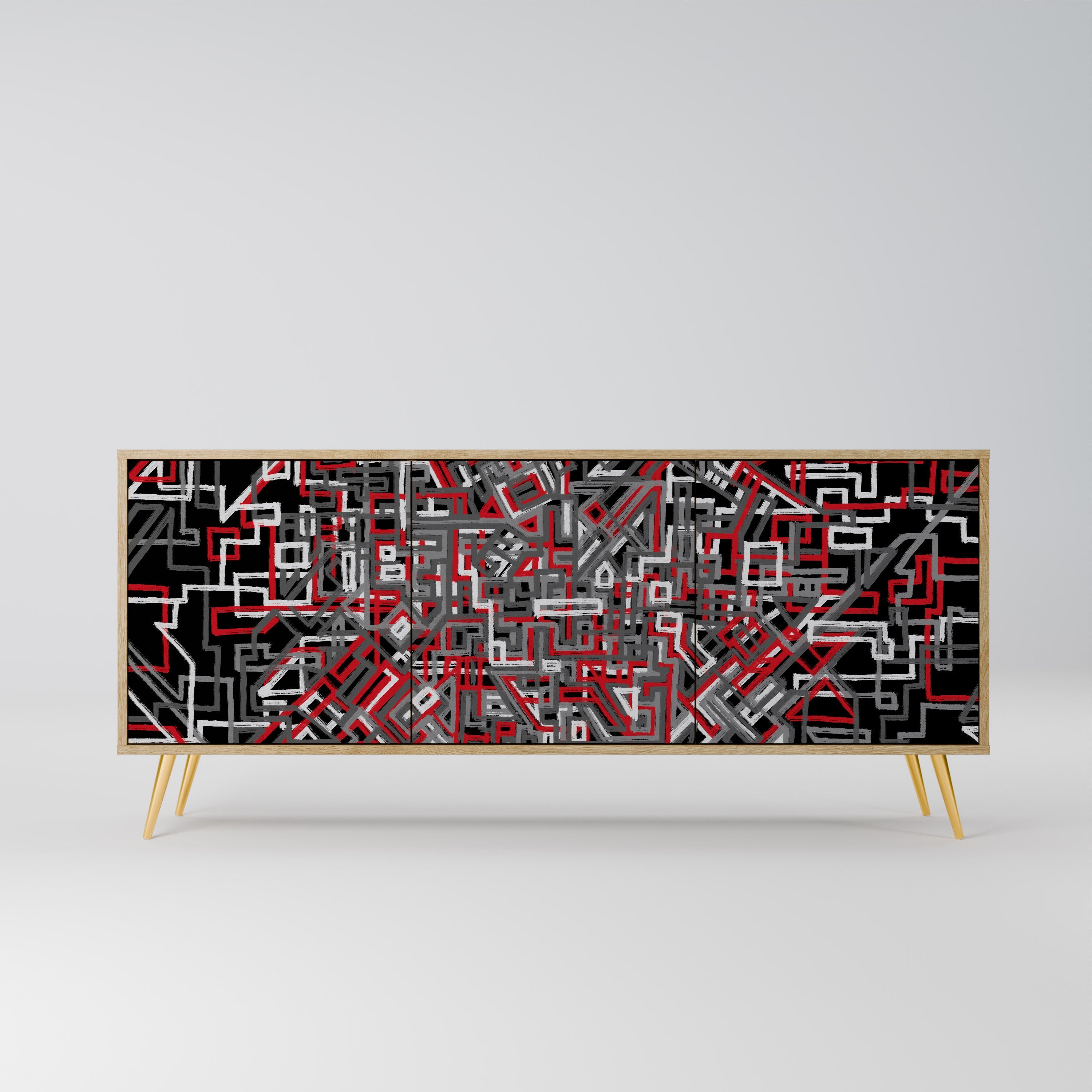 BROKEN LINES 3-türiges Sideboard in Eichenoptik