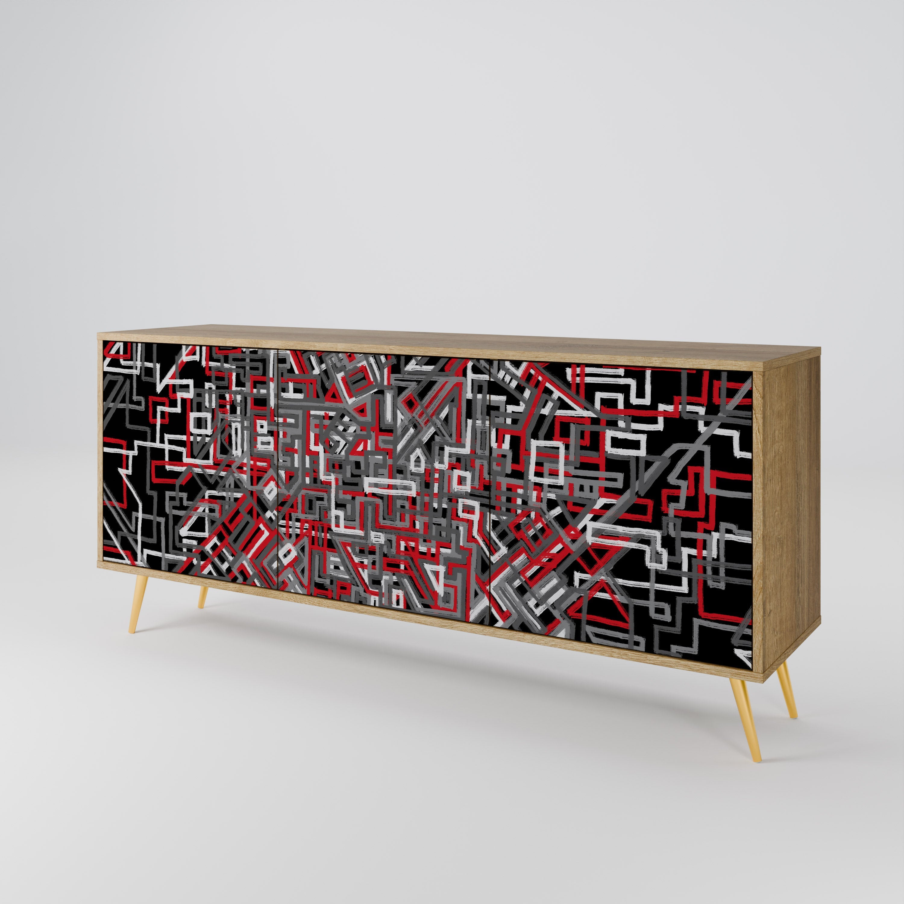 BROKEN LINES 3-türiges Sideboard in Eichenoptik