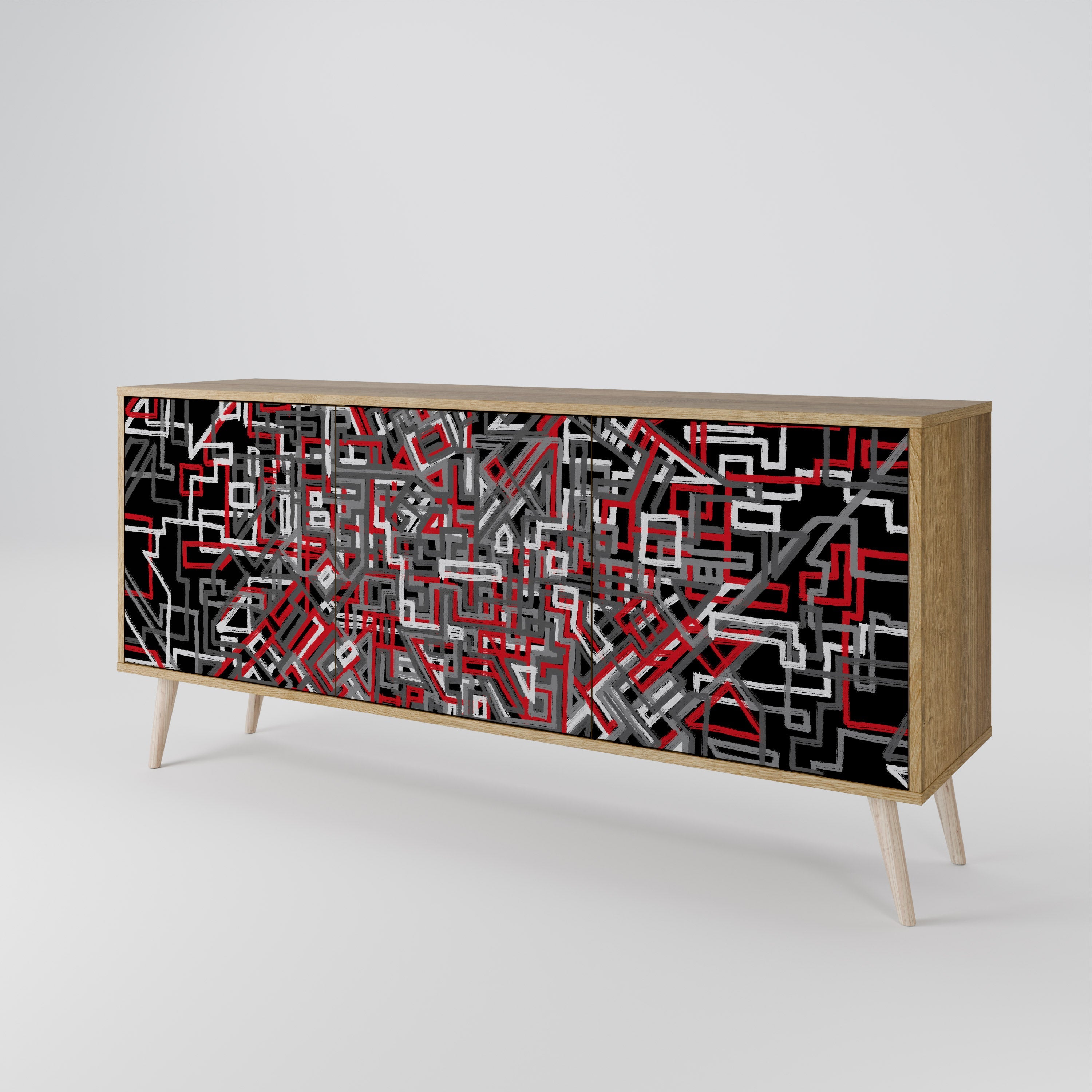 BROKEN LINES 3-türiges Sideboard in Eichenoptik