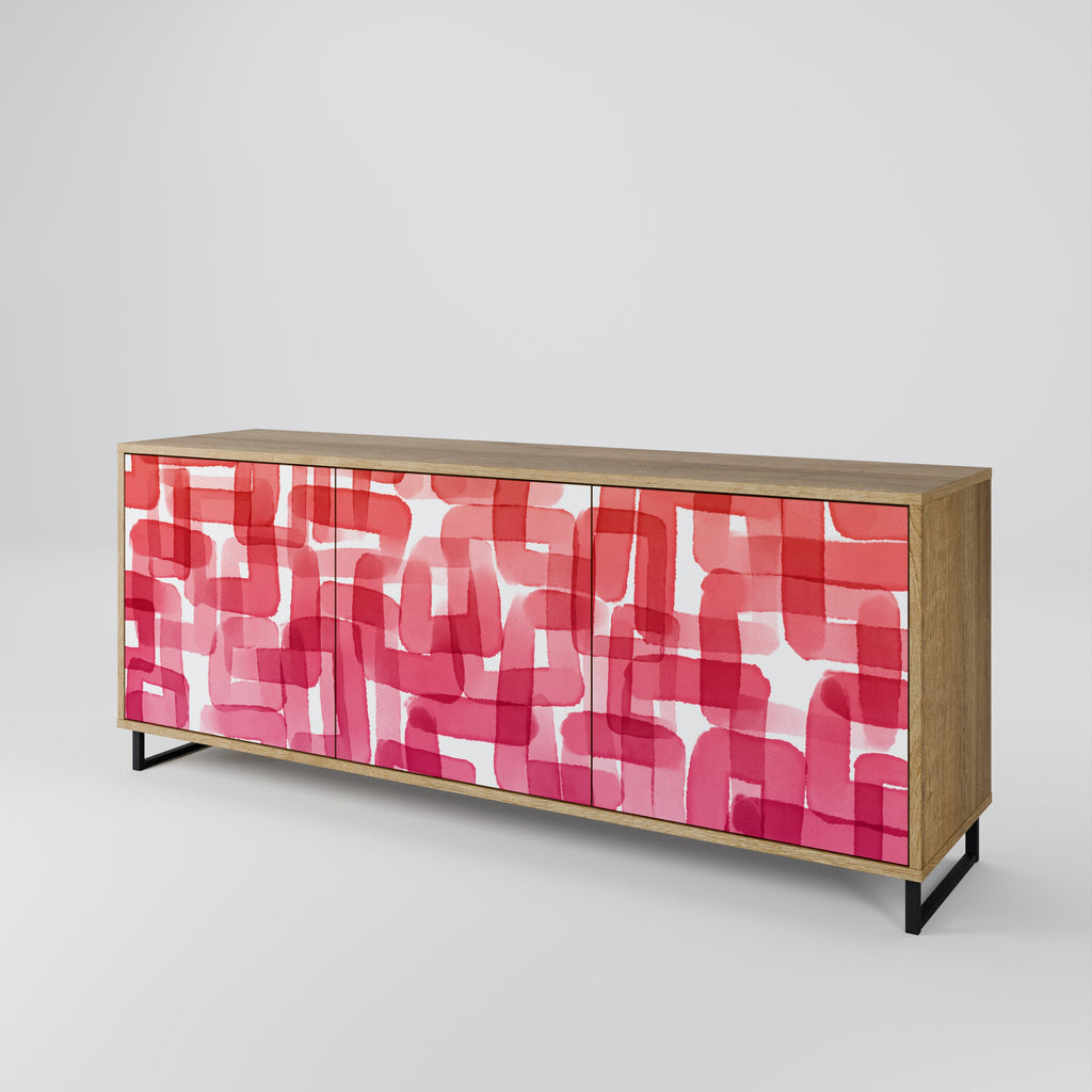 KALEIDOSKOPISCHES KUBISMUS-Sideboard mit 3 Türen in Eichenoptik