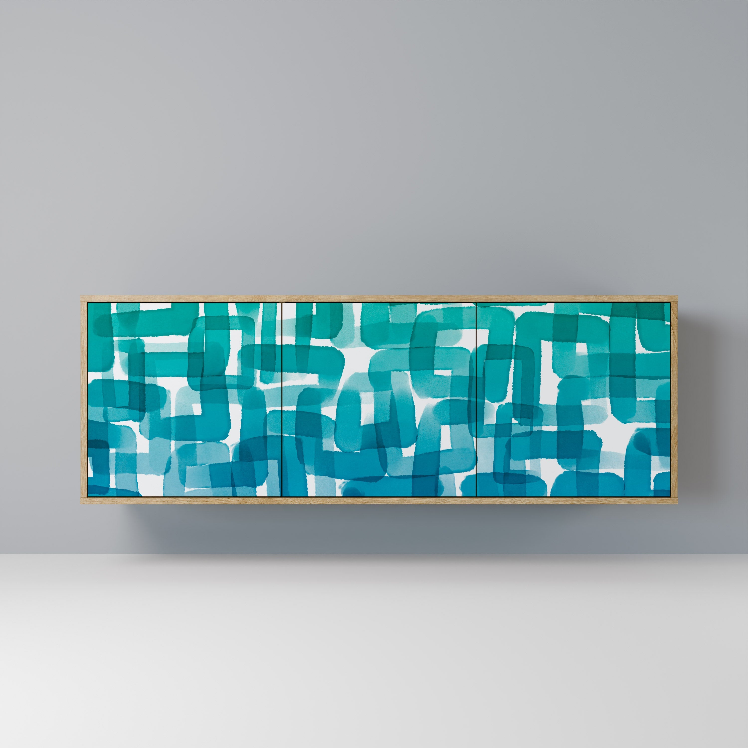 TURQUOISE RECTANGLES 3-türiges Sideboard in Eichenoptik