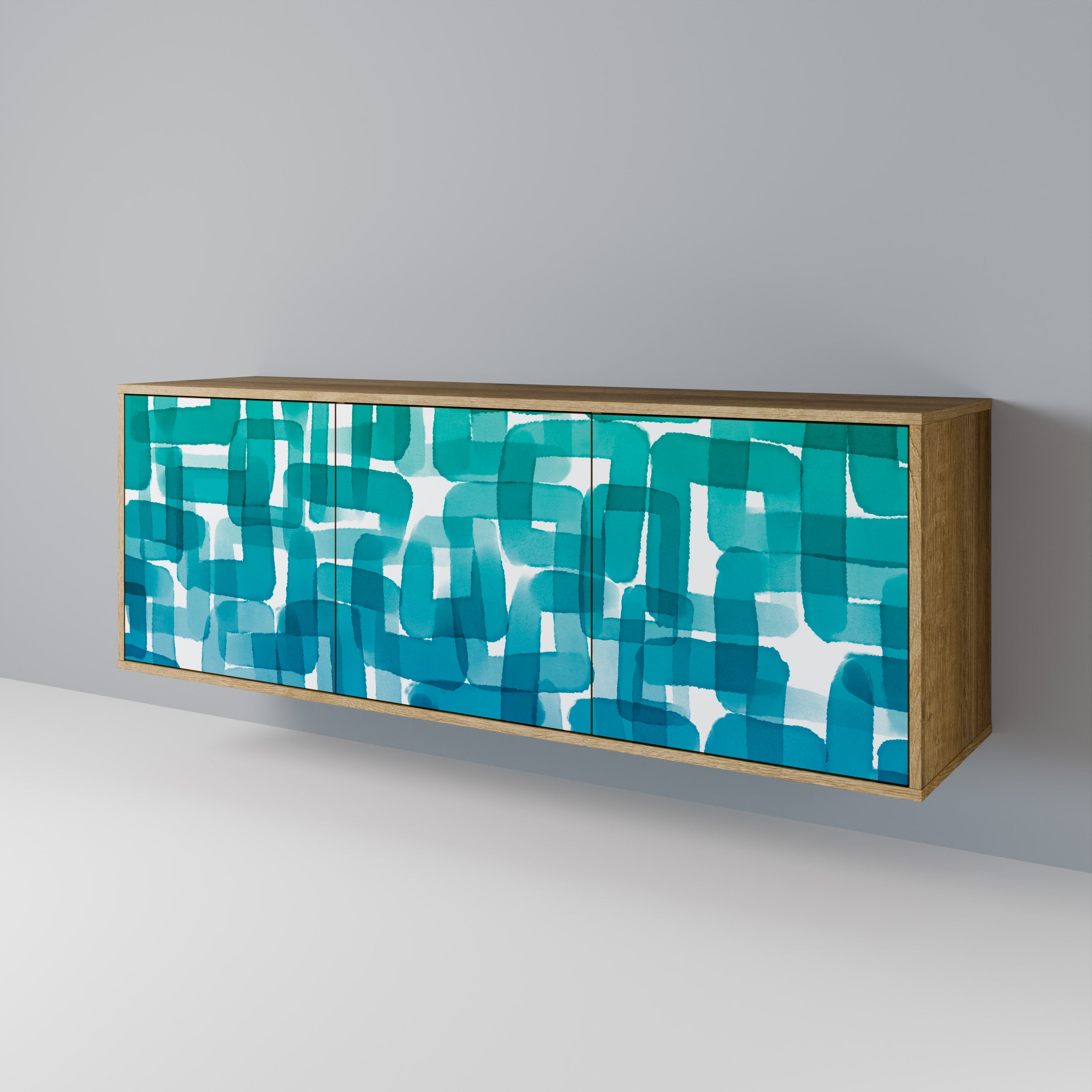TURQUOISE RECTANGLES 3-türiges Sideboard in Eichenoptik
