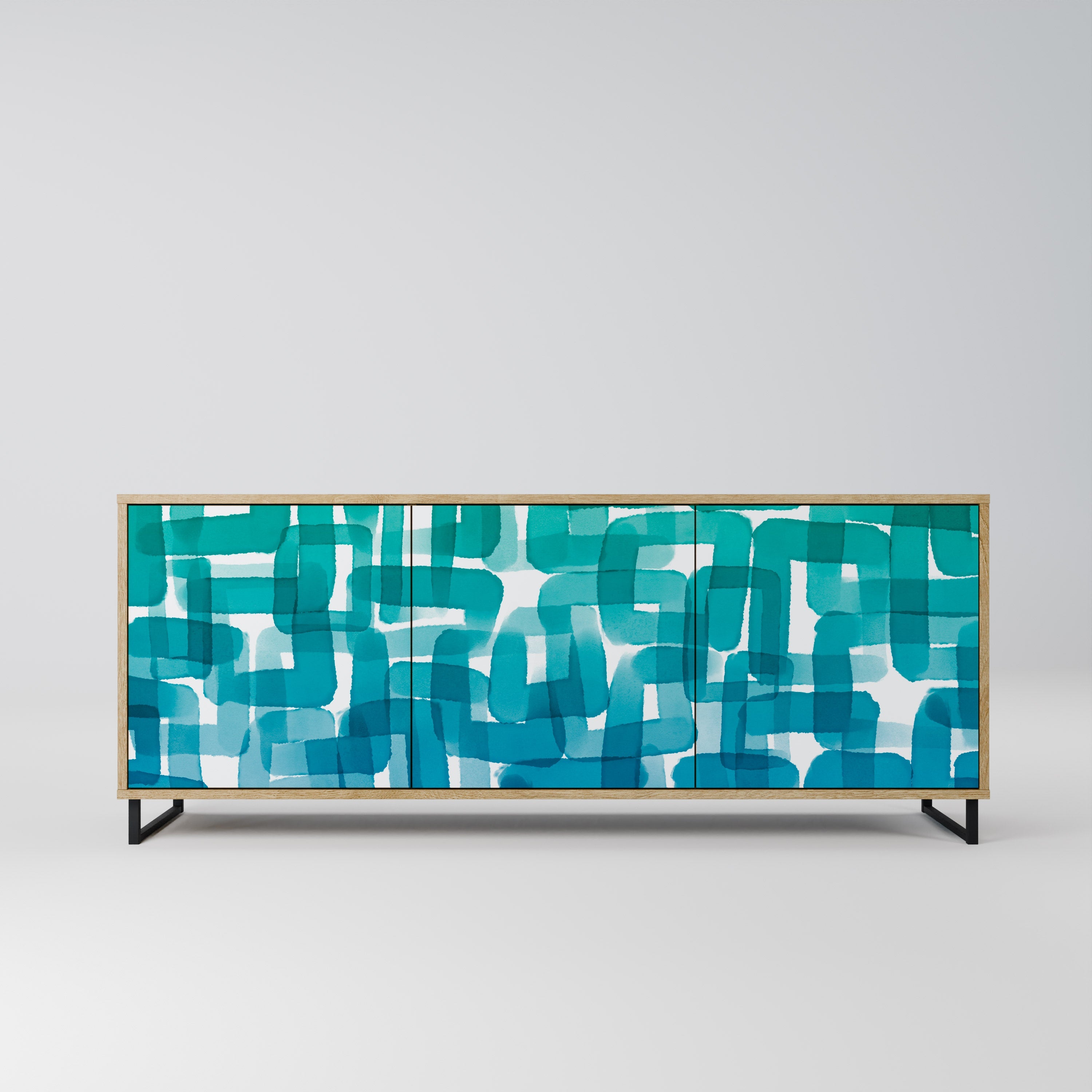 TURQUOISE RECTANGLES 3-türiges Sideboard in Eichenoptik