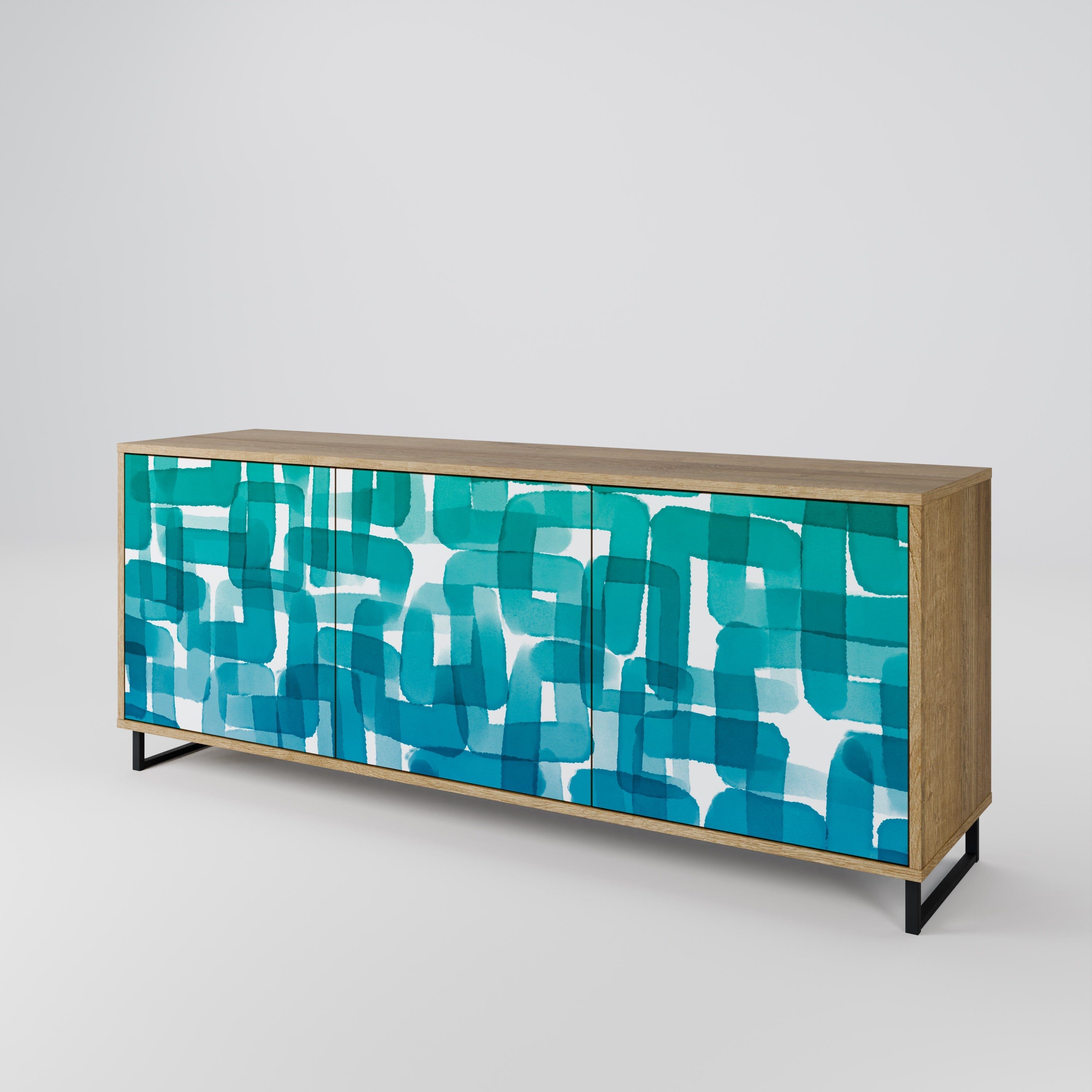 TURQUOISE RECTANGLES 3-türiges Sideboard in Eichenoptik