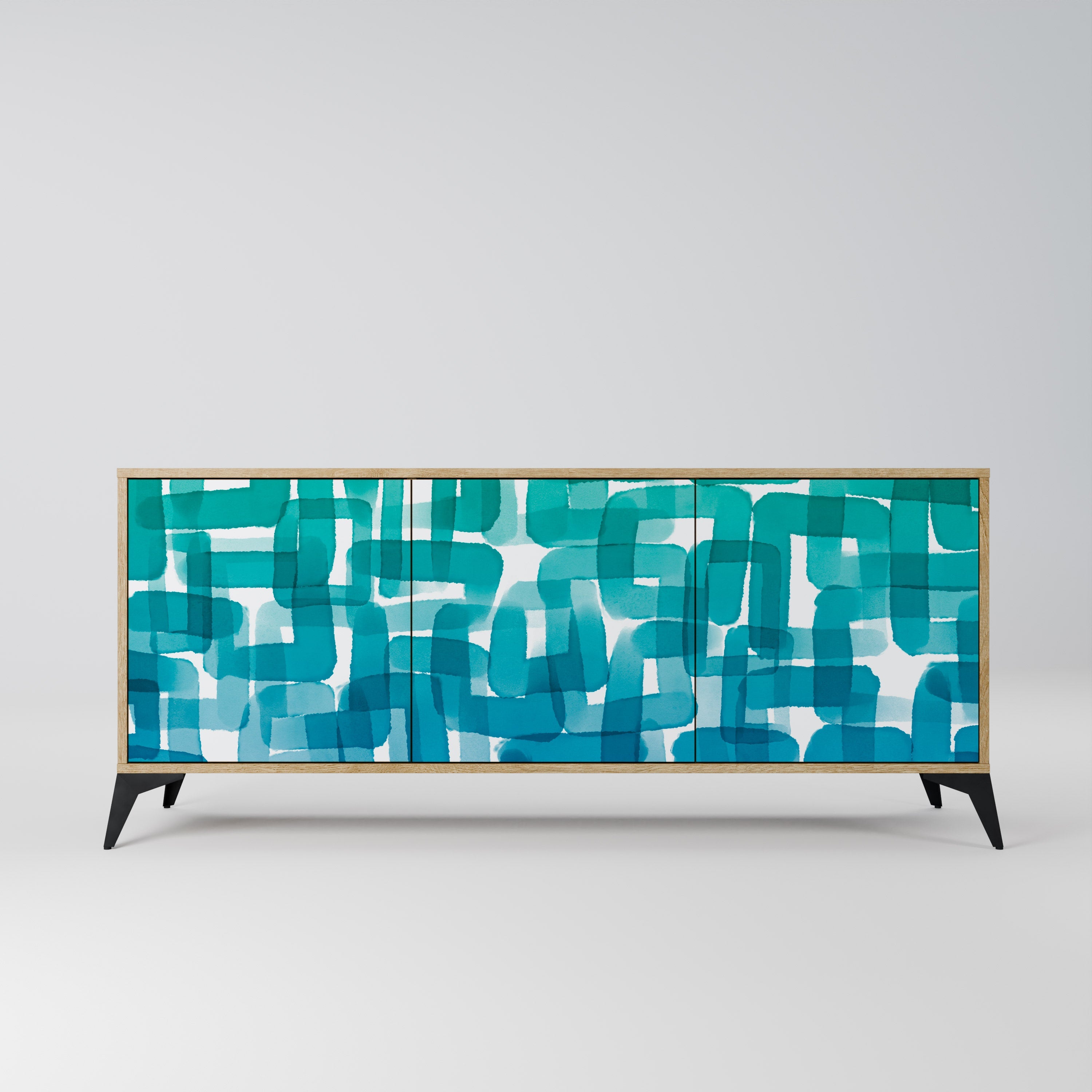 TURQUOISE RECTANGLES 3-türiges Sideboard in Eichenoptik