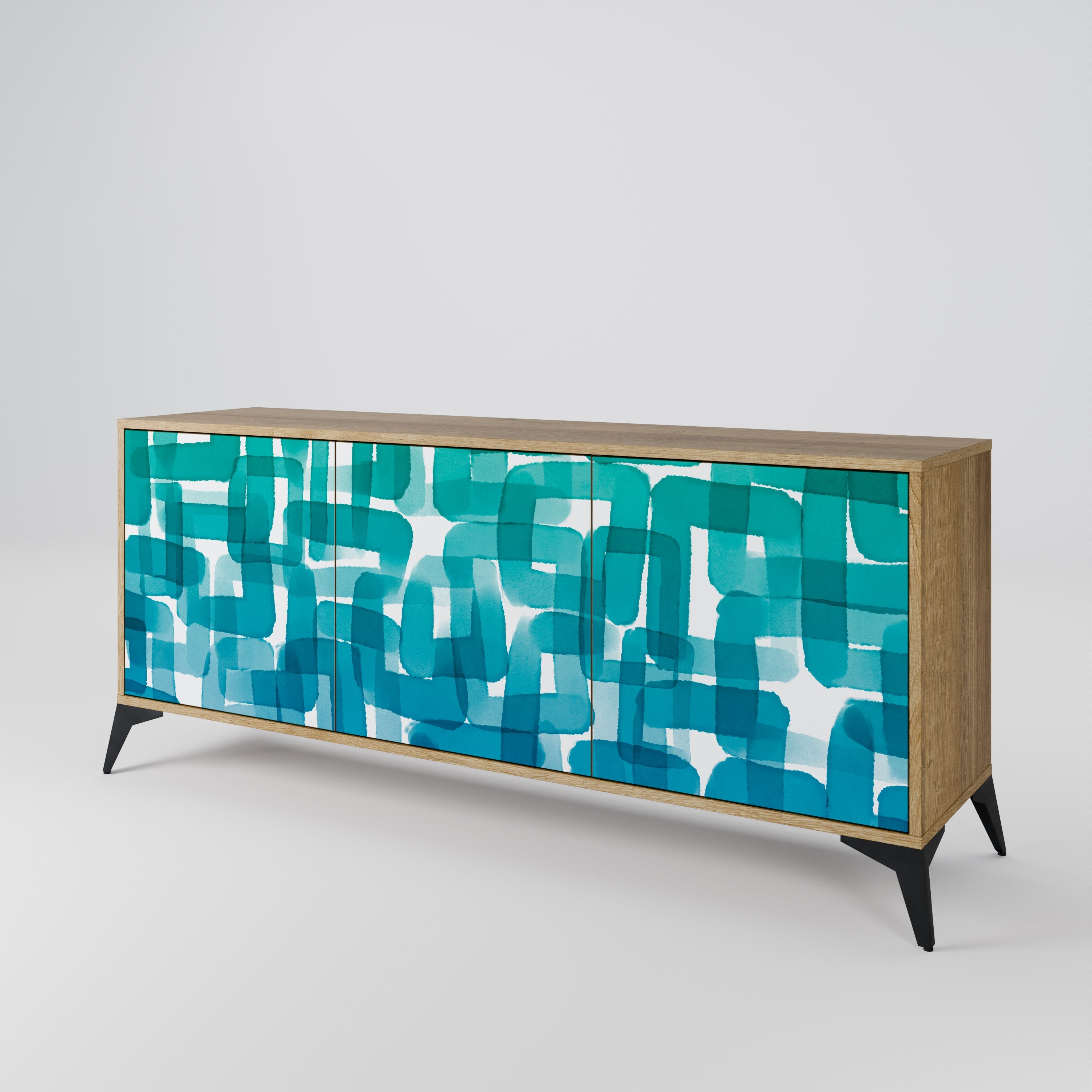 TURQUOISE RECTANGLES 3-türiges Sideboard in Eichenoptik